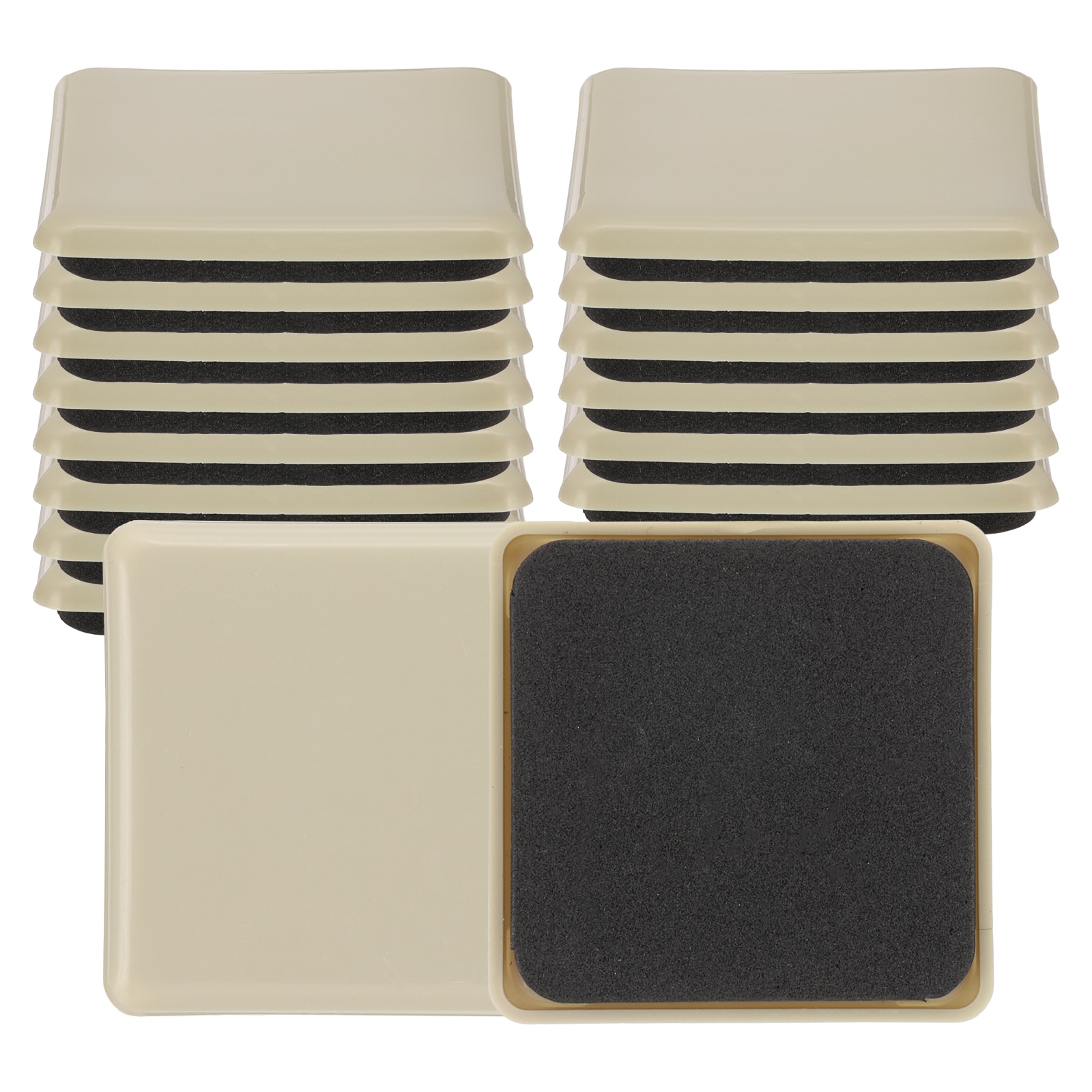 PATIKIL 2.5inchx2.5inch Furniture Sliders 16pcs Square Reusable Moving Furniture Slider Pad Protectors for Carpet Heavy Furnishing Mover Floor Protectors Surface Protection Desk Khaki