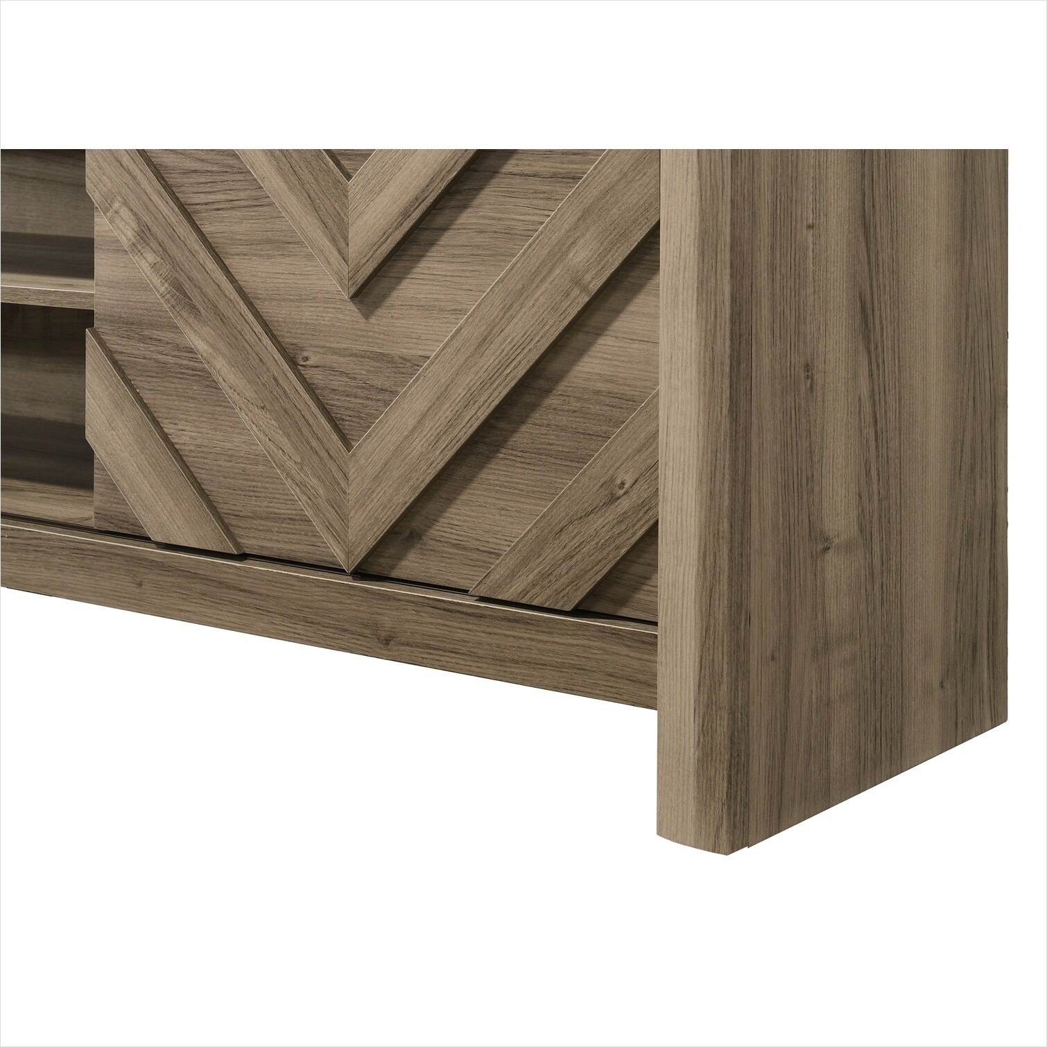 Watnature 71-Inch Chevron TV Stand with Sliding Barn Doors Rich Brown ...