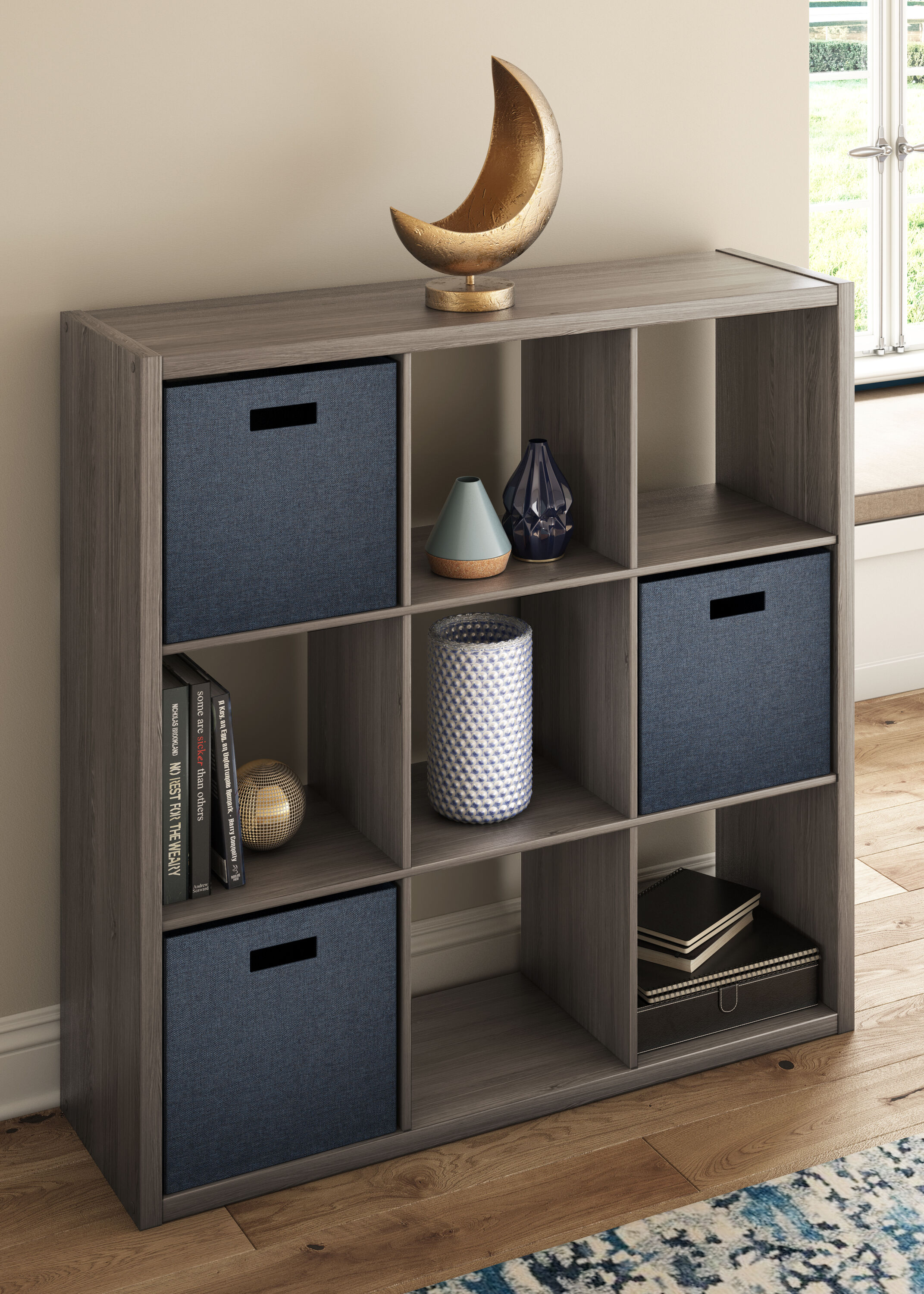 Graphite Gray Heavy Duty 9-Cube Storage Organizer for Kids and Toys