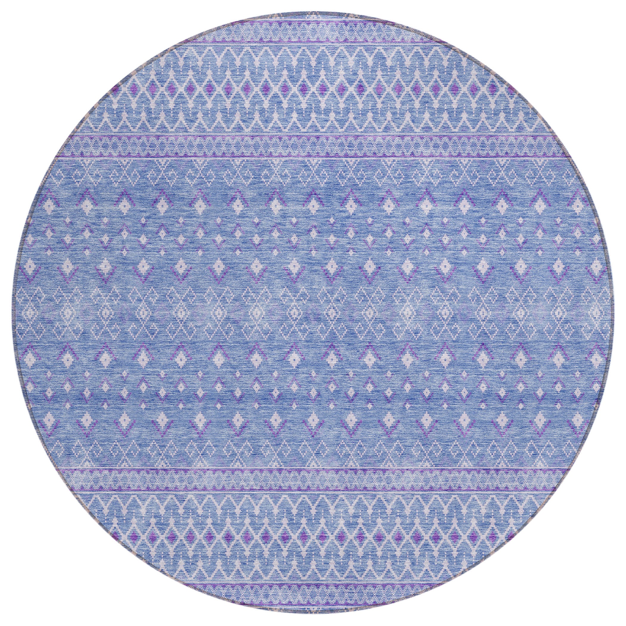 Addison Rugs ACN709SK8RO Chantille ACN709SK 8 x 8 (ft) Polyester Sky Round Indoor/Outdoor Geometric Machine washable Area rug