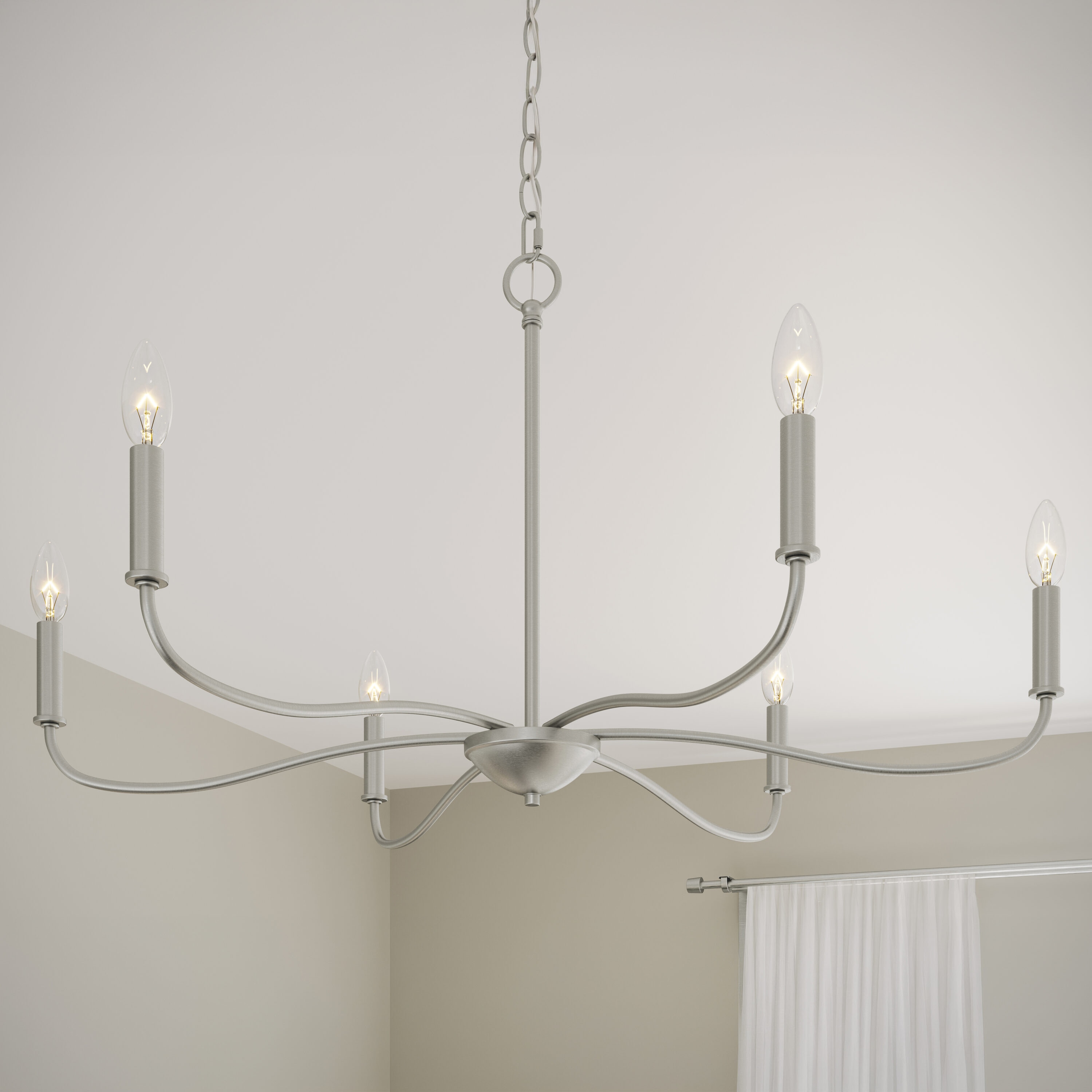 Progress Lighting Ilia 6 -Light Brushed Nickel Bare bulb Steel Chandelier