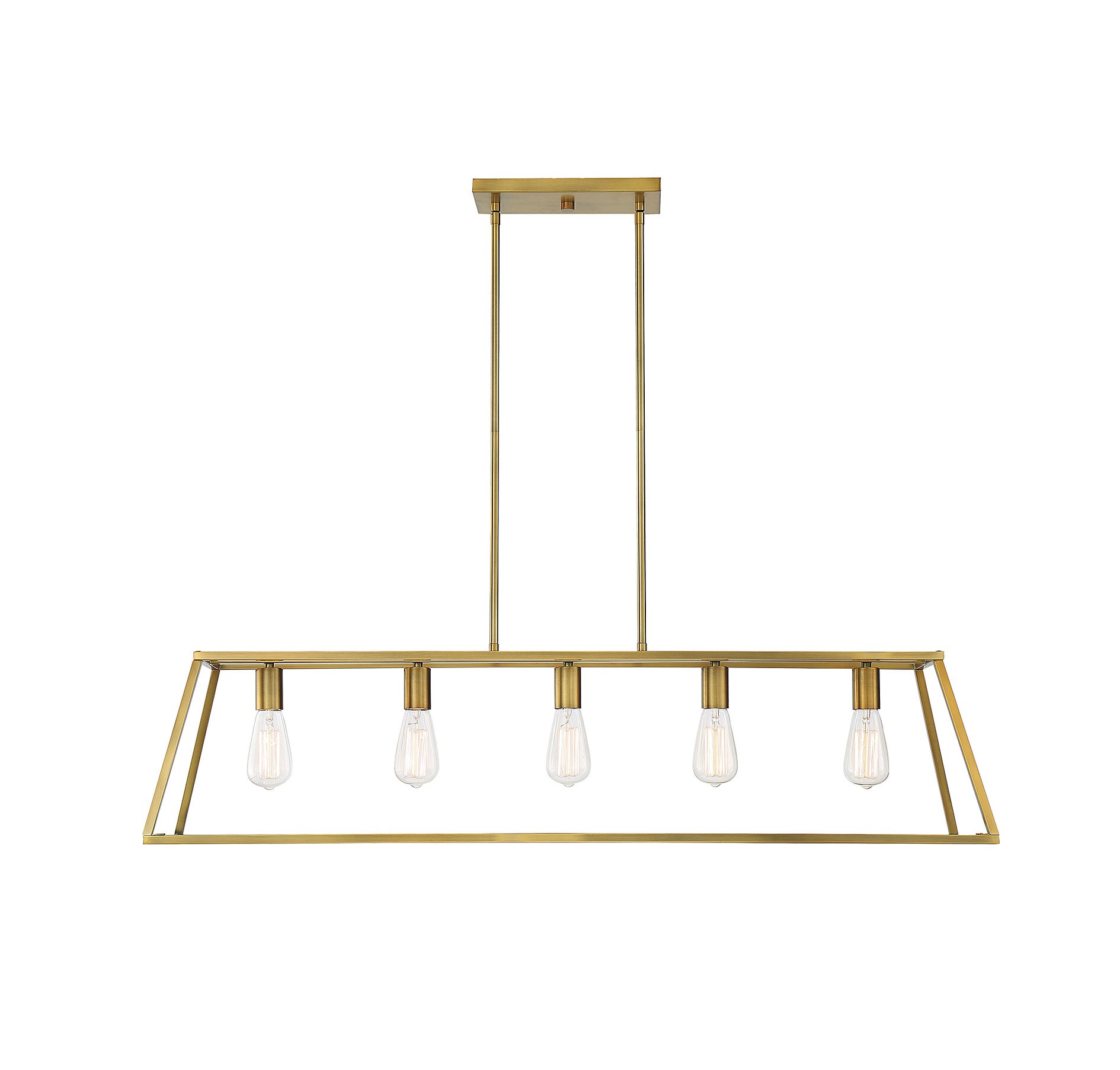 Denton Warm Brass Geometric 5-Light Linear Chandelier