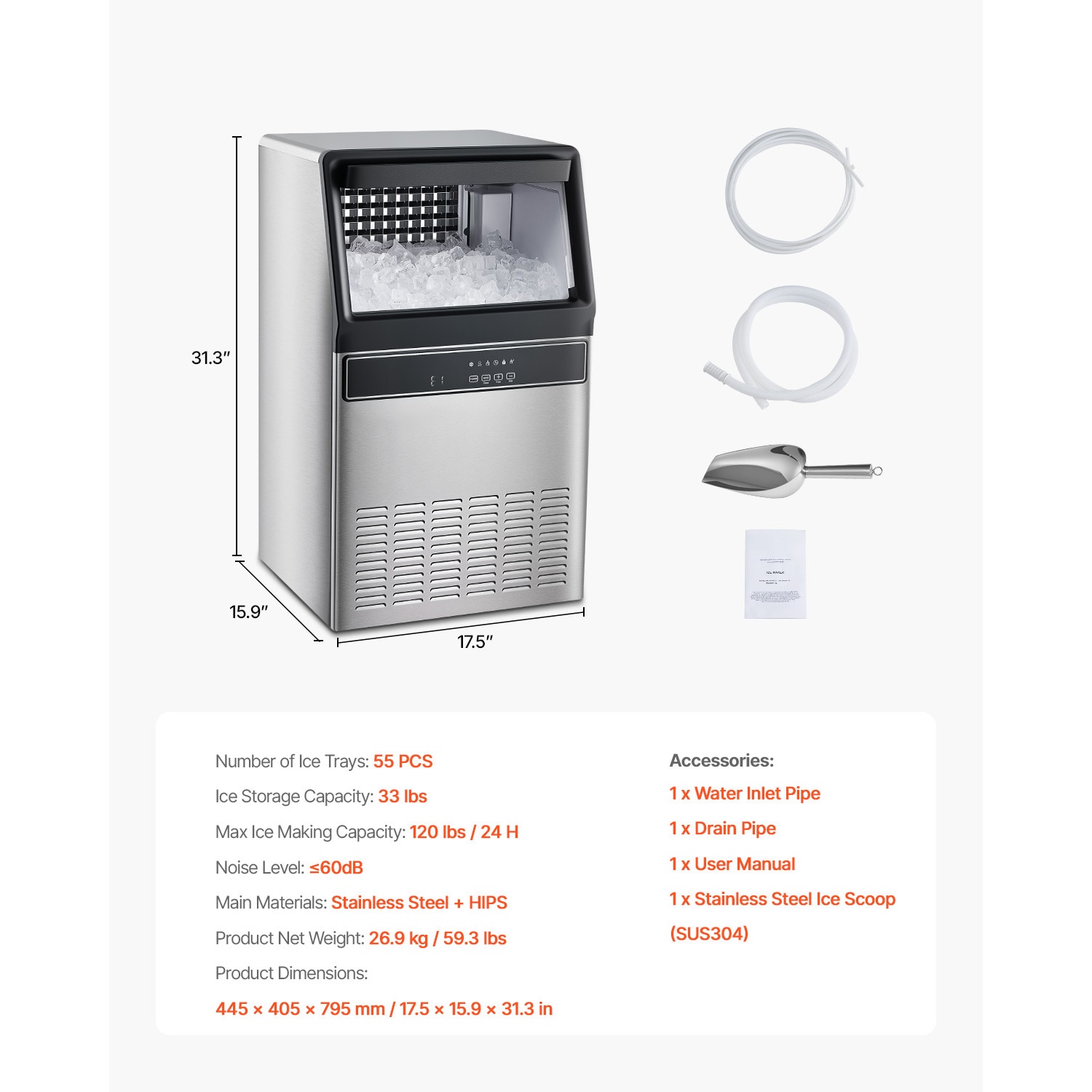 VEVOR FSKF-C66F110V4REMV1 Ice-Makers - View #8