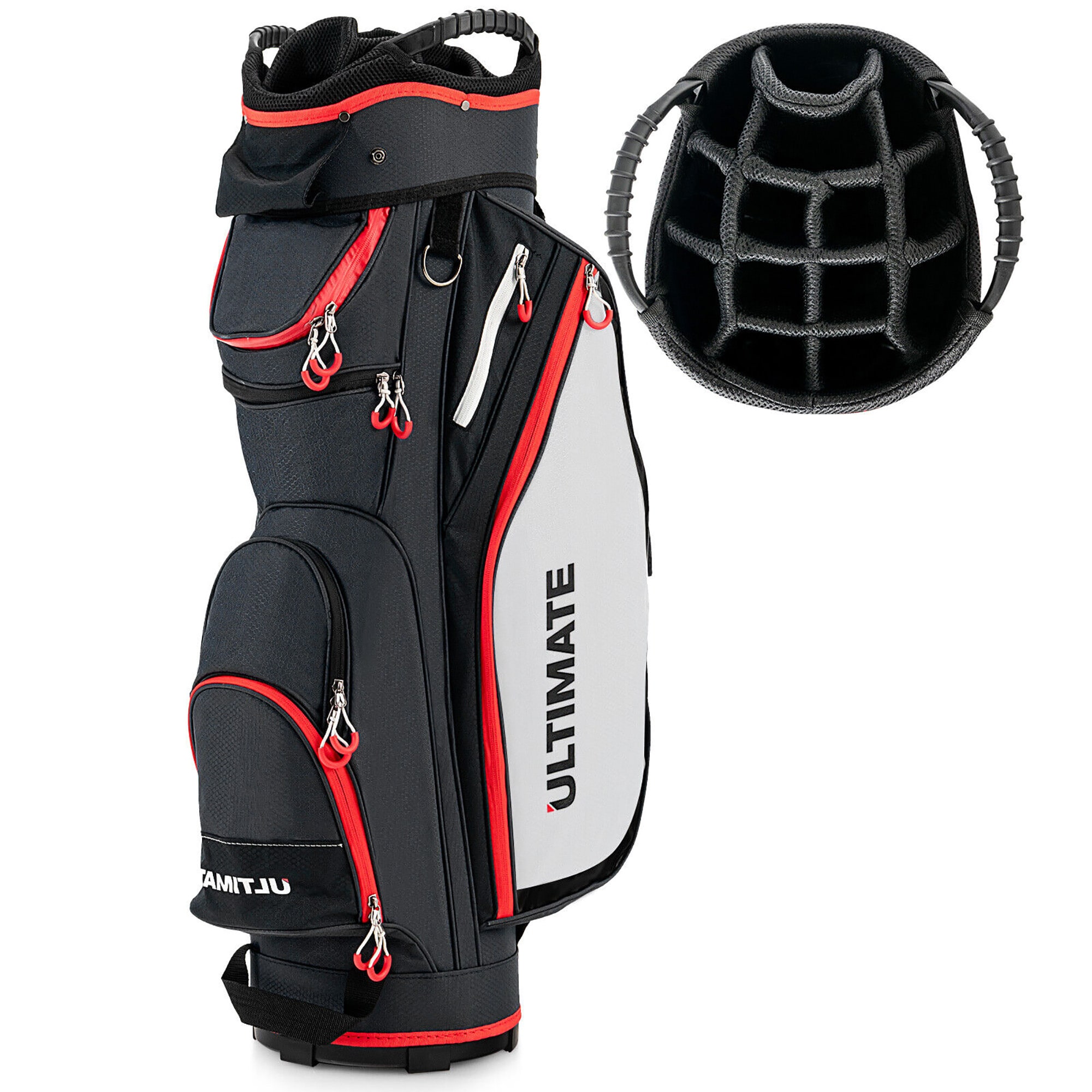 Costway  9.5 Inches Golf Cart Bag with 14 Full-Length Divider Rain Hood Cooler Bag 8 Pockets