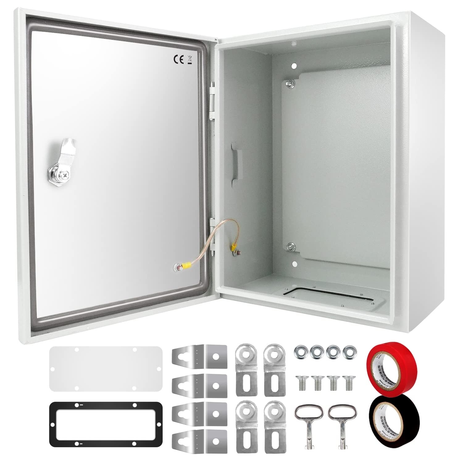 Anqtovp Outdoor Electrical Box Steel Junction Box 20 x 16 x 8 Inch IP66 NEMA 4X Waterproof Dustproof Lock Mounting Plate 1 Piece #LAN0428J30