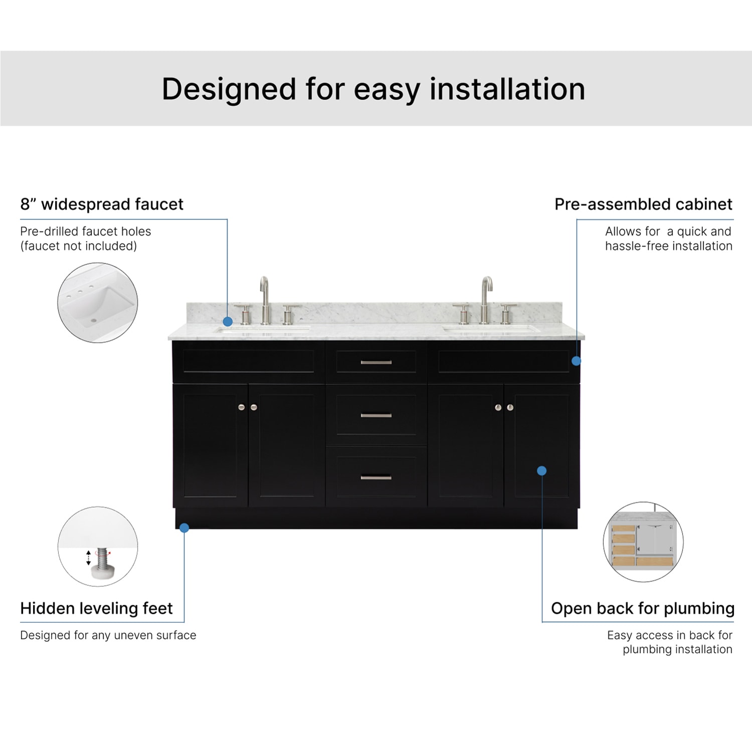 ARIEL F073DCW2RVOBLK Bath-Vanity-Combo - View #7