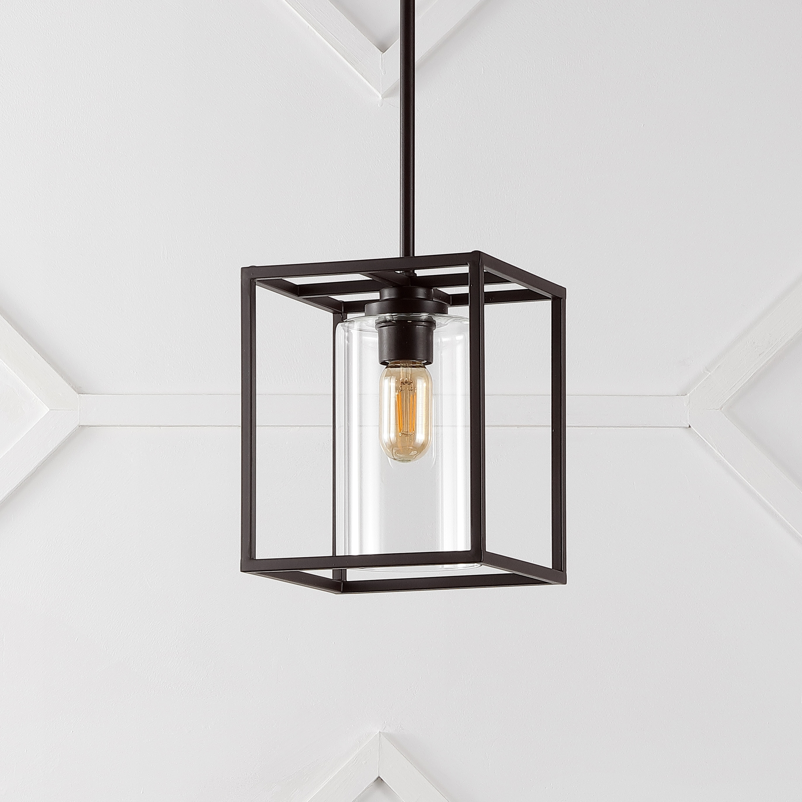 Quinn Industrial Rustic 8.13" Mini LED Pendant in Oil-Rubbed Bronze with Clear Glass
