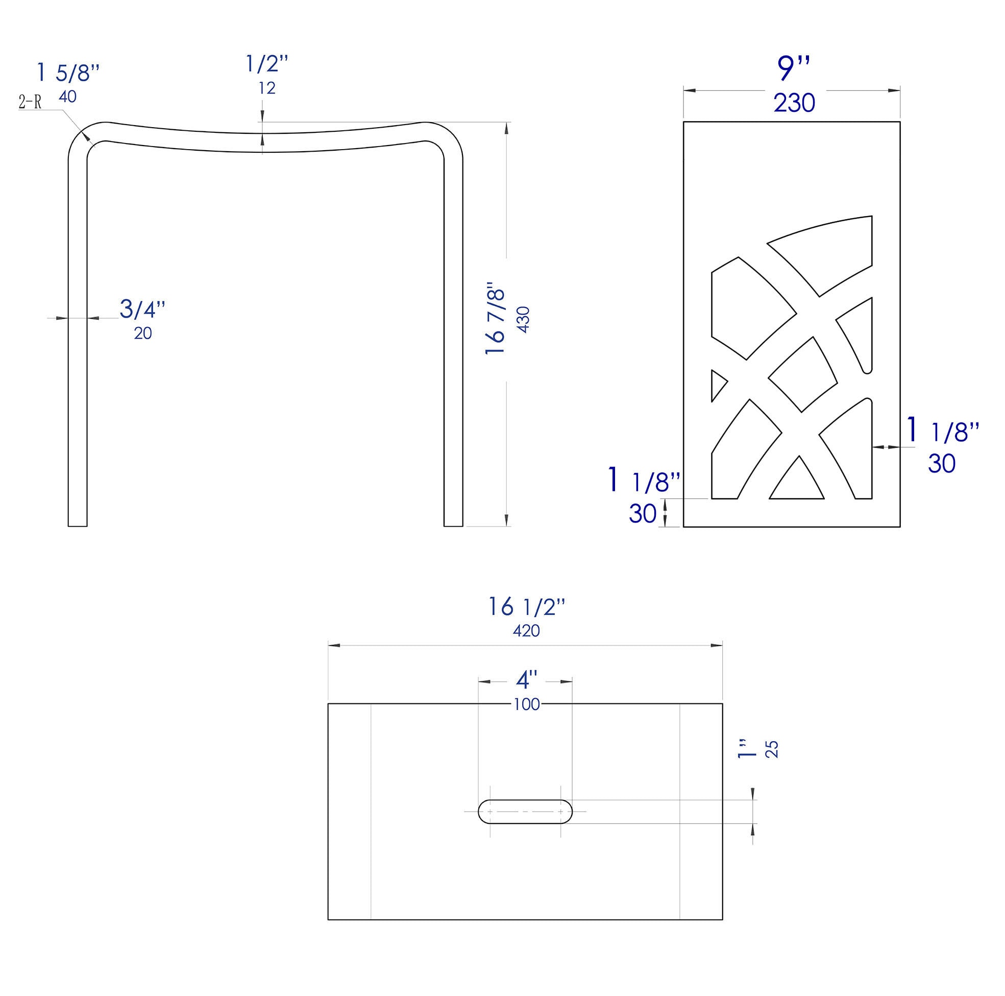 16.5'' Black Matte Solid Surface Resin Shower Stool