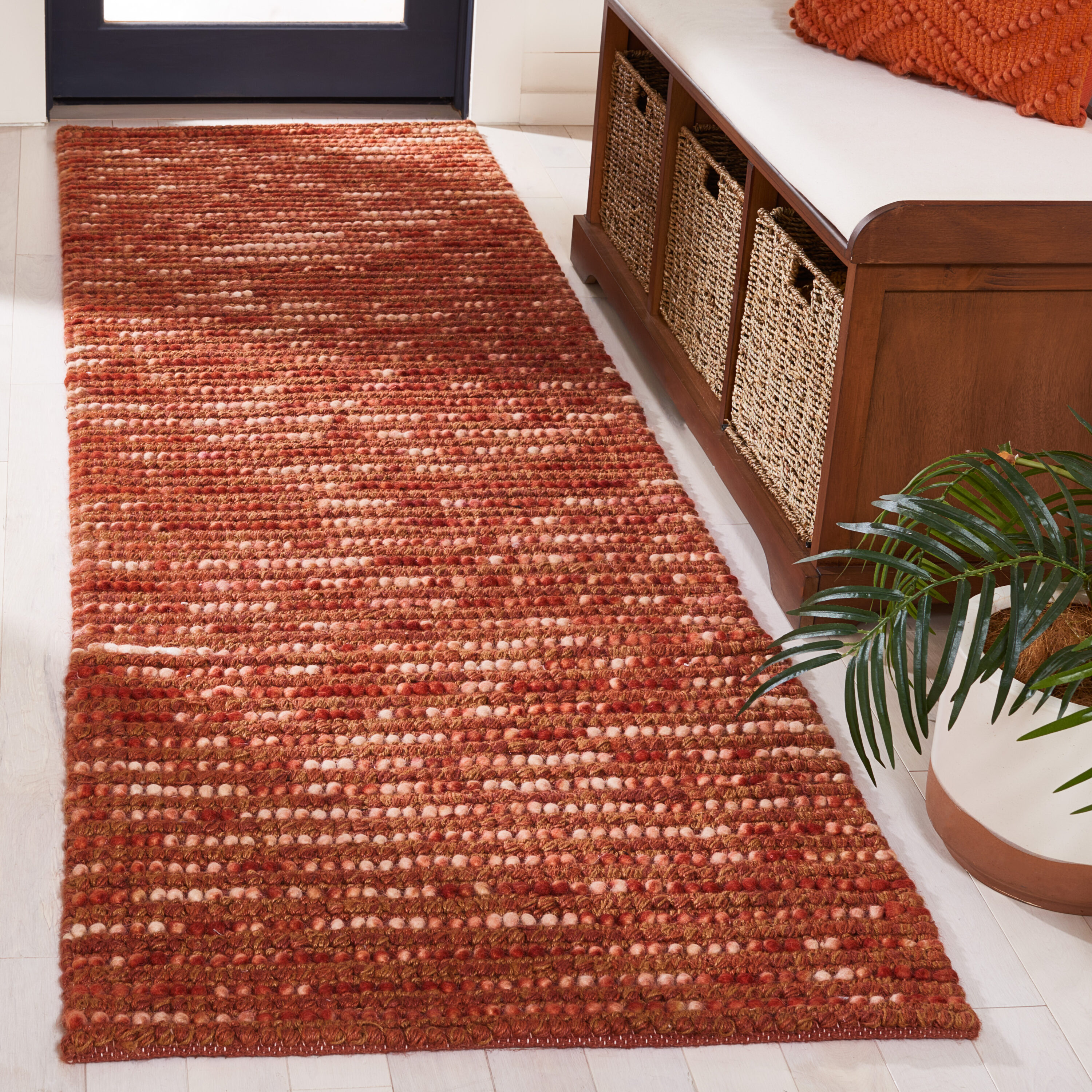  Boh525 Rust/Multi Contemporary 2ft-6in x 8ft Runner Rug