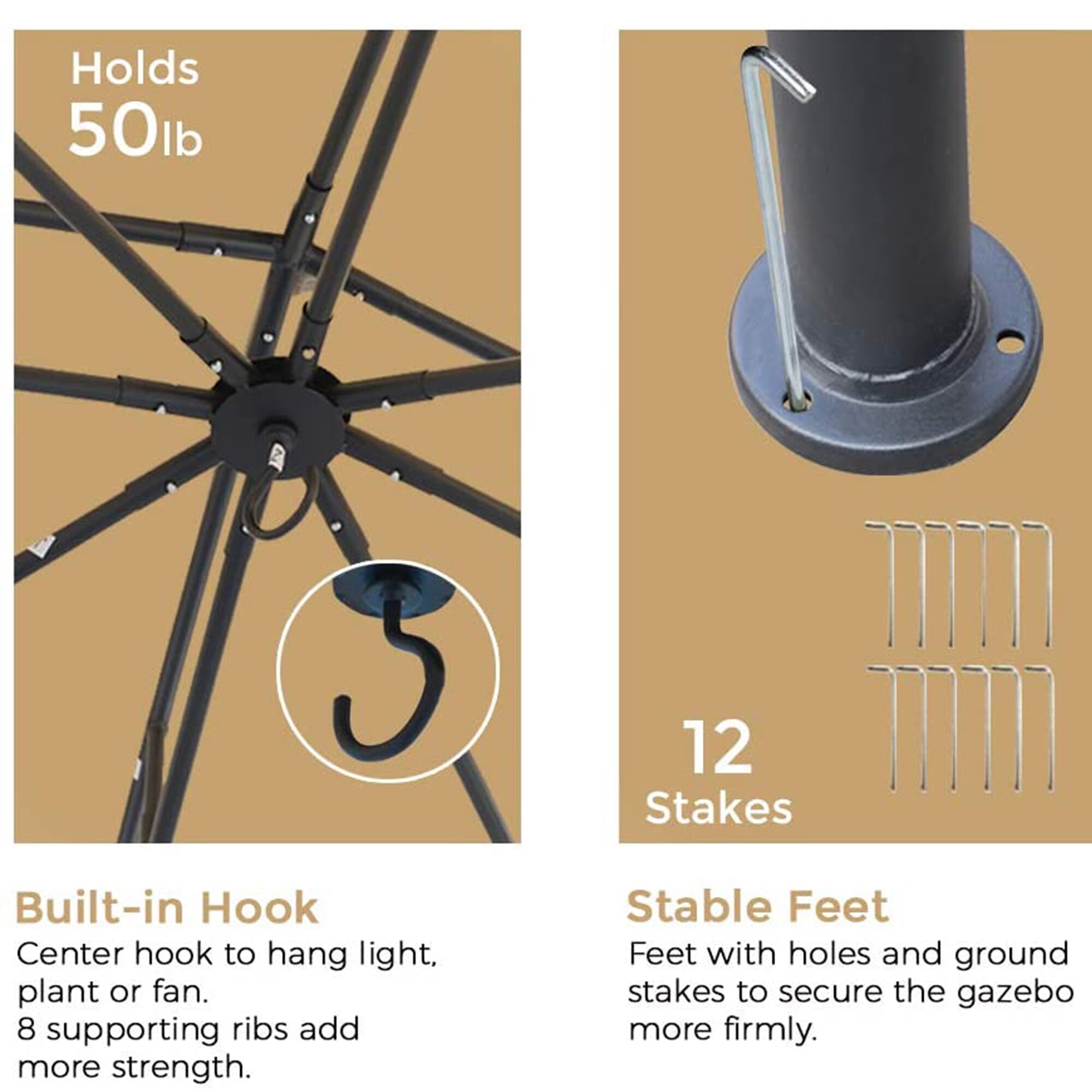JIMSMAISON BOSWCG05BEG Wood-Resin-Gazebos - View #6