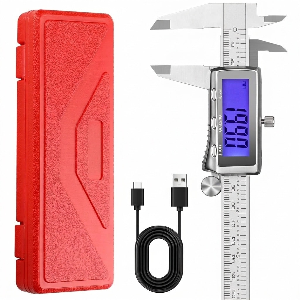 Misopily  1 Piece 6 Inch Digital Caliper All Metal Zinc Alloy Frame Stainless Steel Ruler LCD Screen Backlight IP54 Auto Off Inch Millimeter