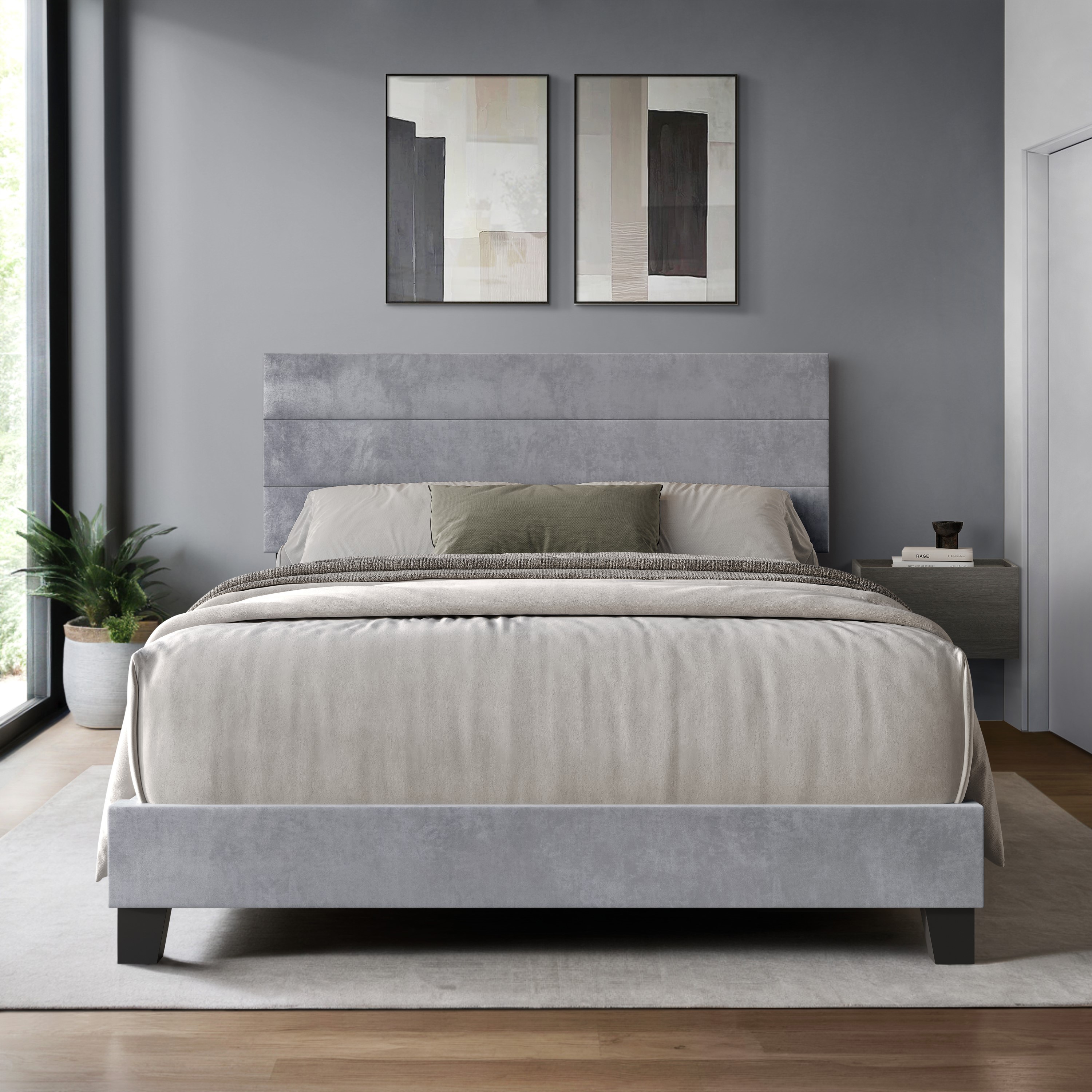 Home Design 80264-111 Corydon Silver Gray Twin Wood Panel Bed