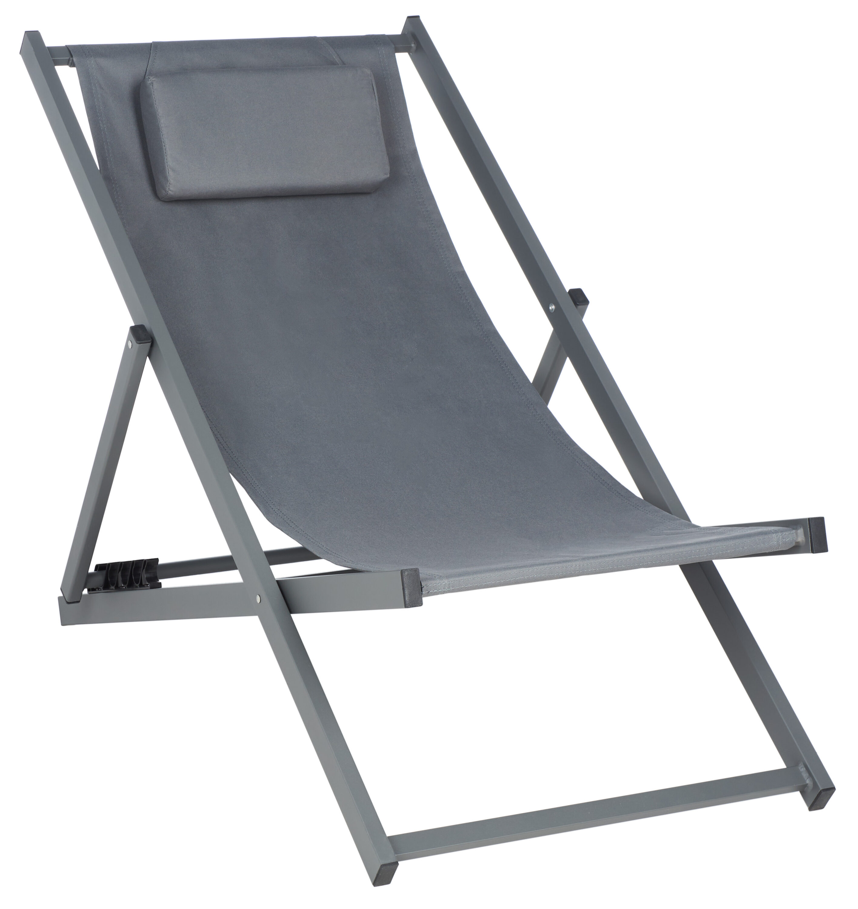 Camlin Grey Aluminum Frame Adjustable Folding Sling Chair Set of 2