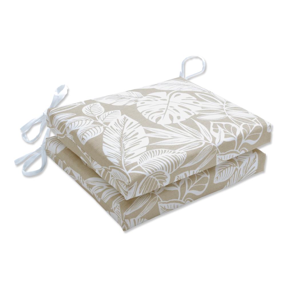 Pillow Perfect 689500 Delray Natural Squared Corners Seat Cushion (Set of 2) 20-in x 20-in 2 -Piece Natural Patio chair cushion