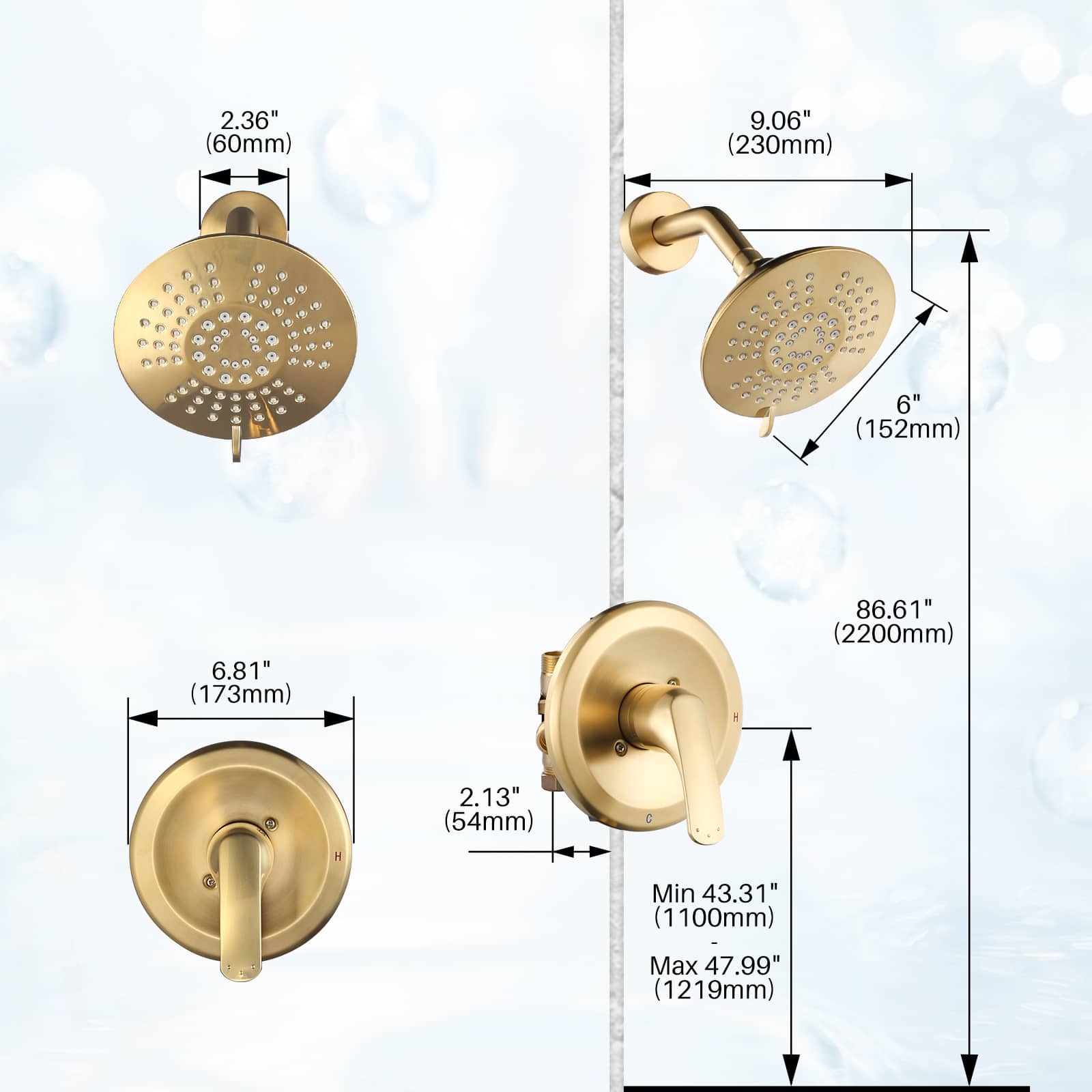 ALEASHA AL-5F11G Tub-Shower-Faucets - View #5