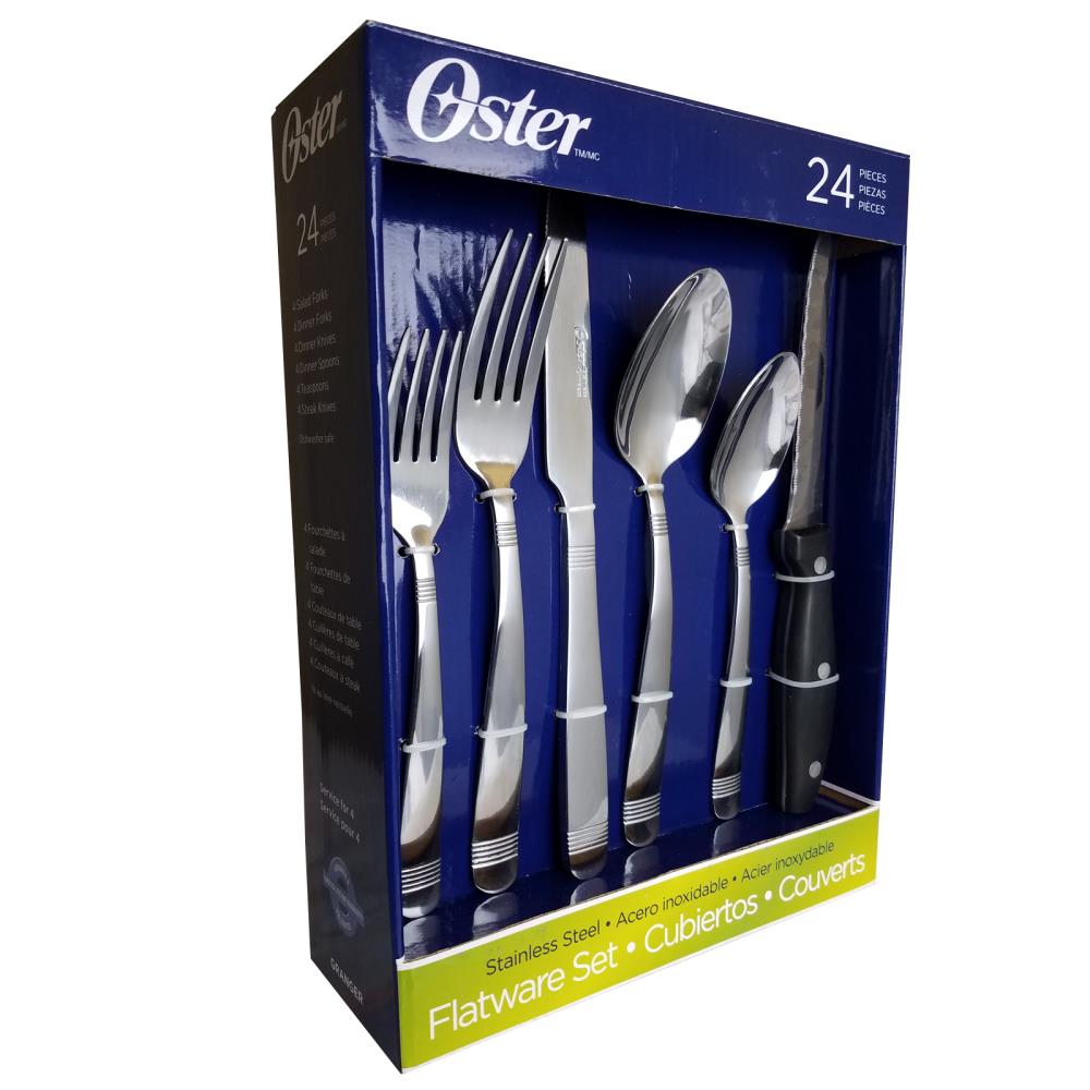 Oster 20 Piece Stainless Steel Flatware and Steak Knife Set