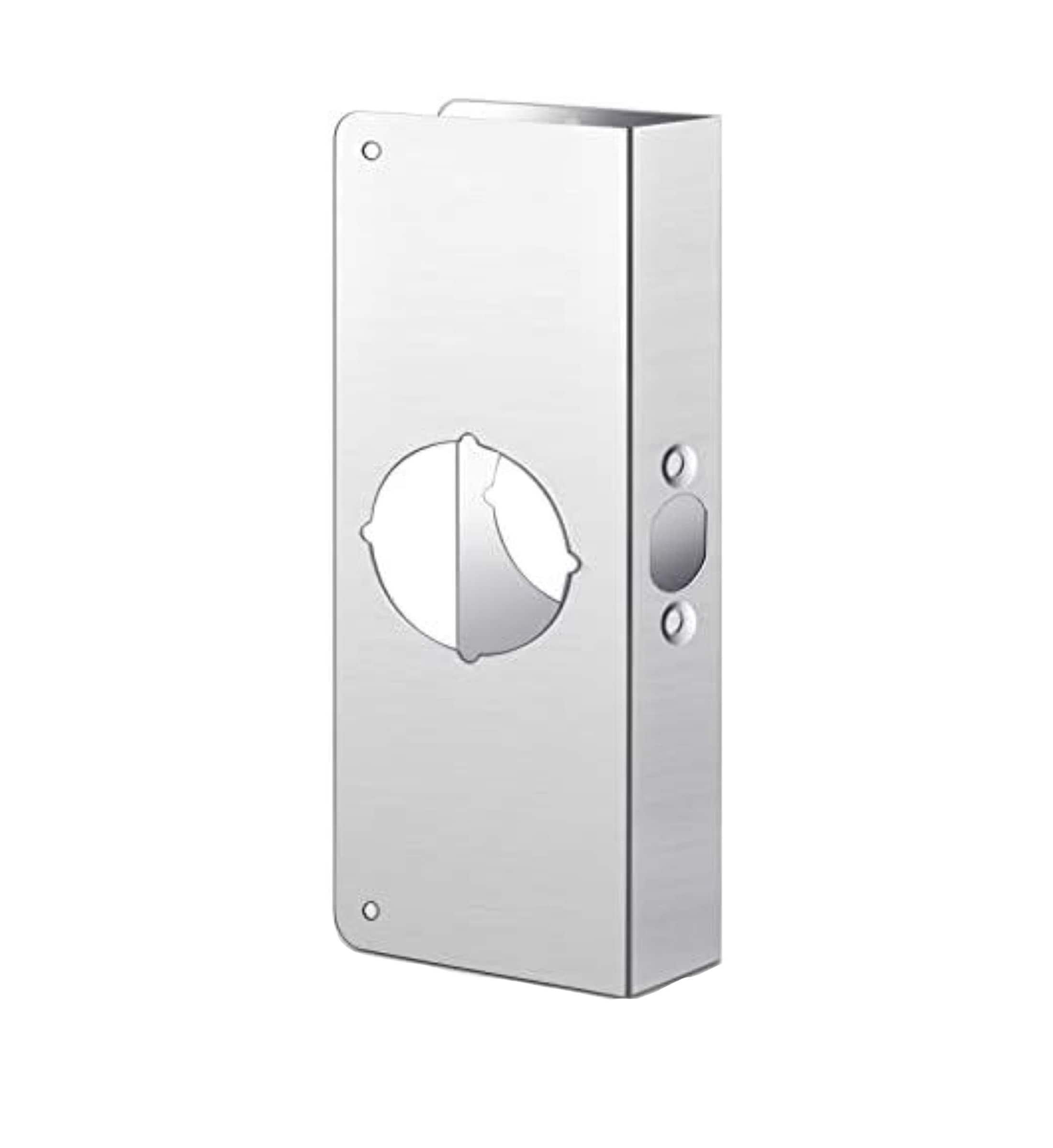 Etokfoks  Stainless Steel Silver Door Reinforcement Plate for 1 3 8 in Thick Wood or Metal Doors with Deadbolt or Knob Locksets