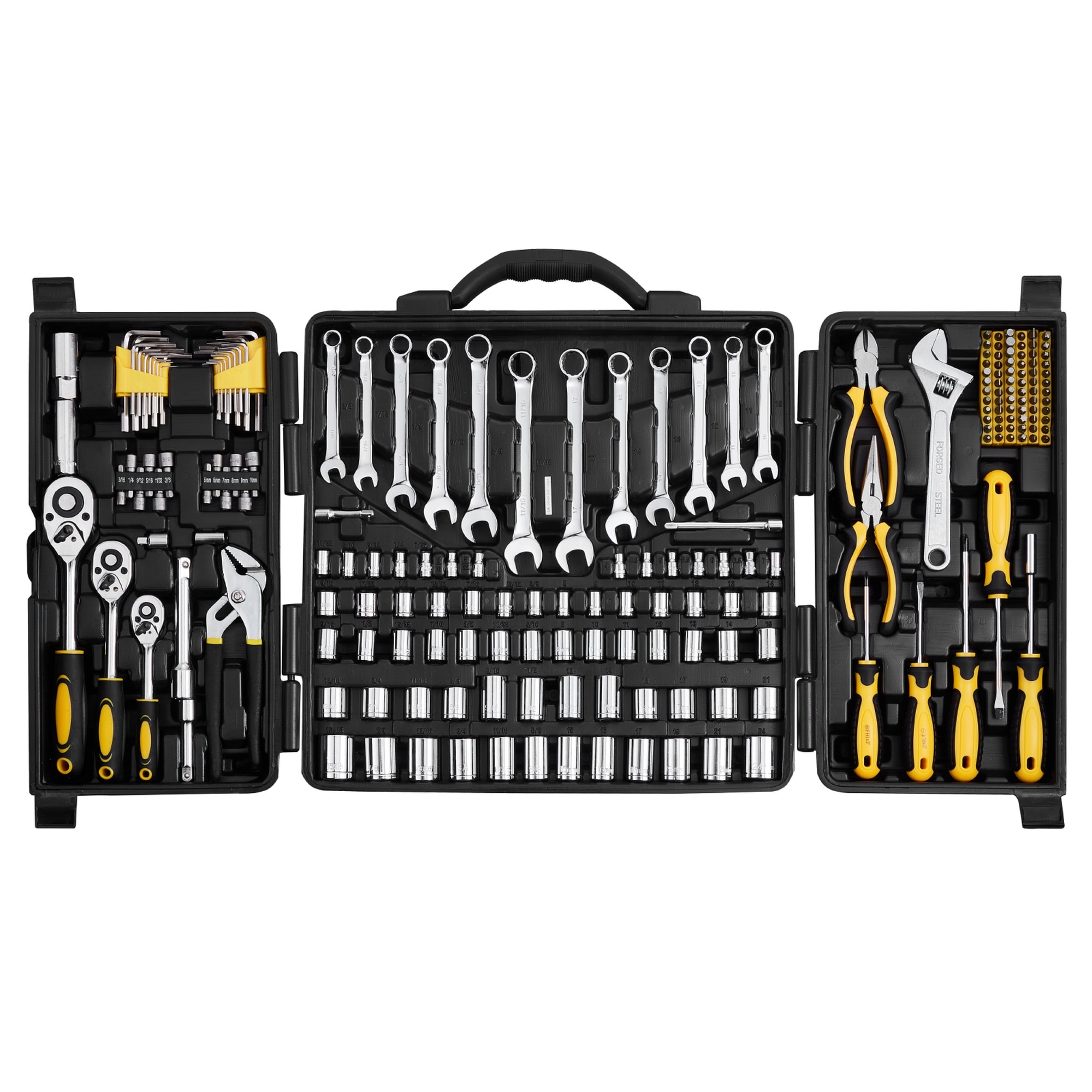 Numhew 207-Piece 1/4 in 3/8 in 1/2 in Drive SAE and Metric 72-Tooth Mechanic Tool Set with Storage Case