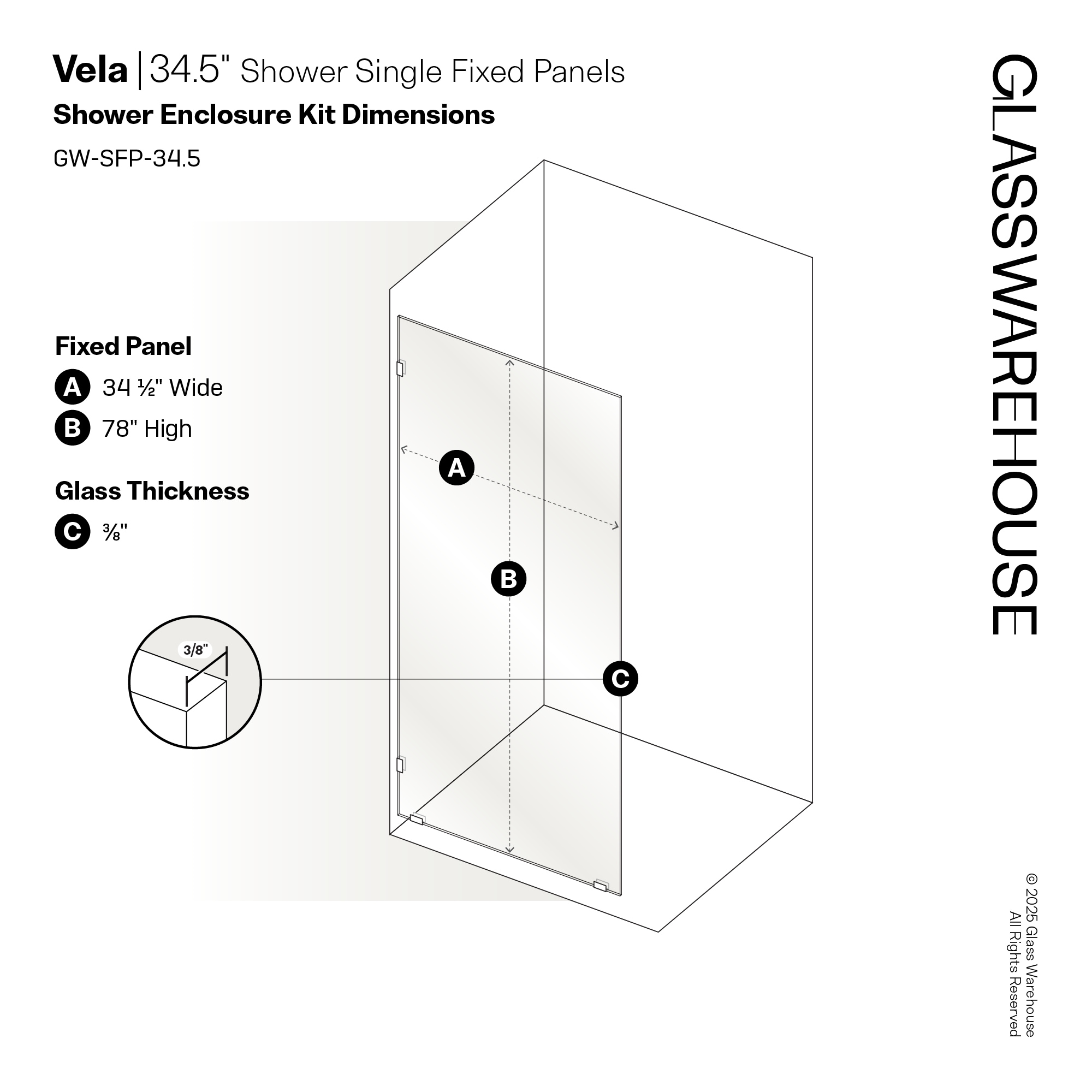 Glass Warehouse GW-SFP-34.5-BN Shower-Doors - View #5