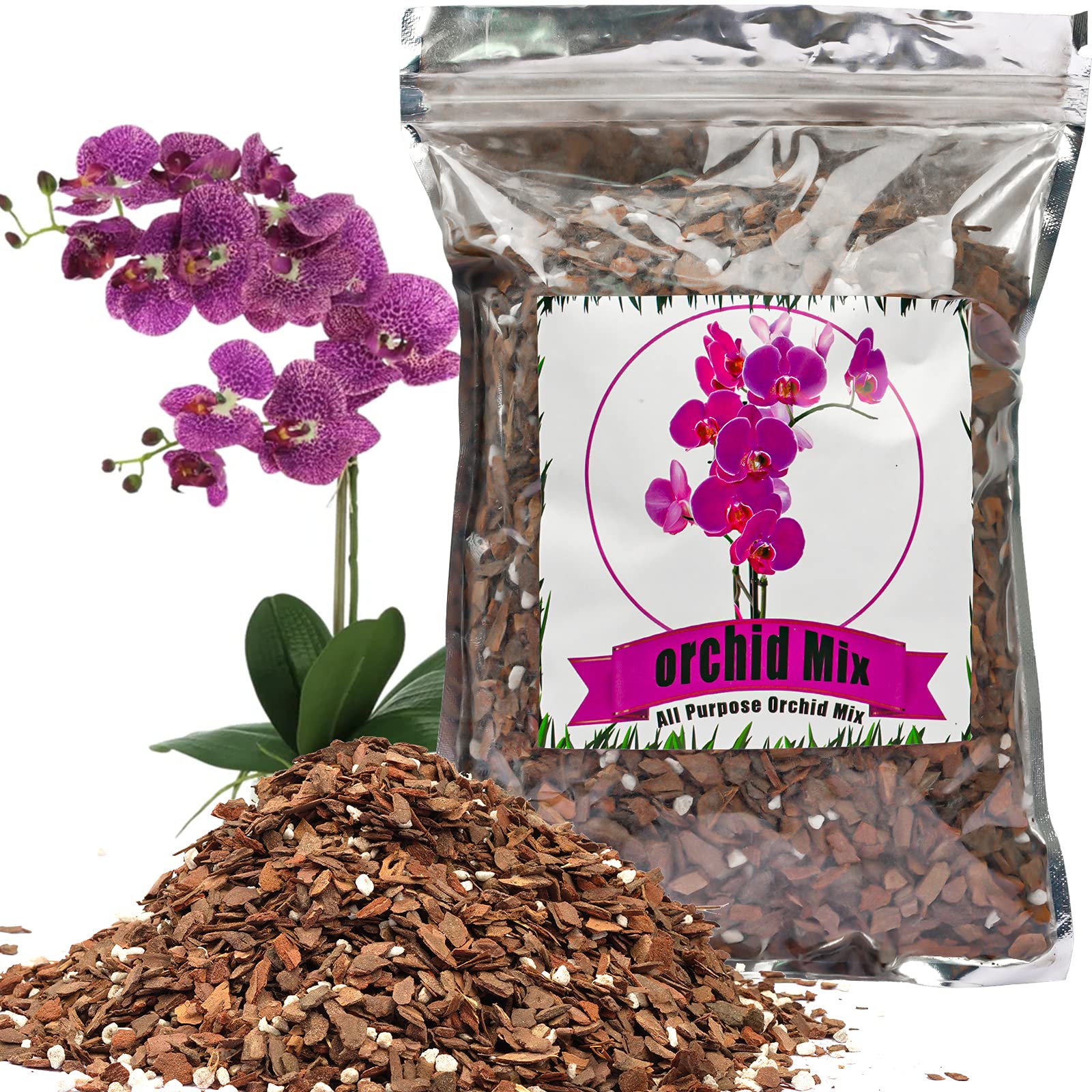 Adrinfly -  Orchid Potting Mix 10 Quart Organic Pine Bark and Perlite Blend for Orchids Promotes ...