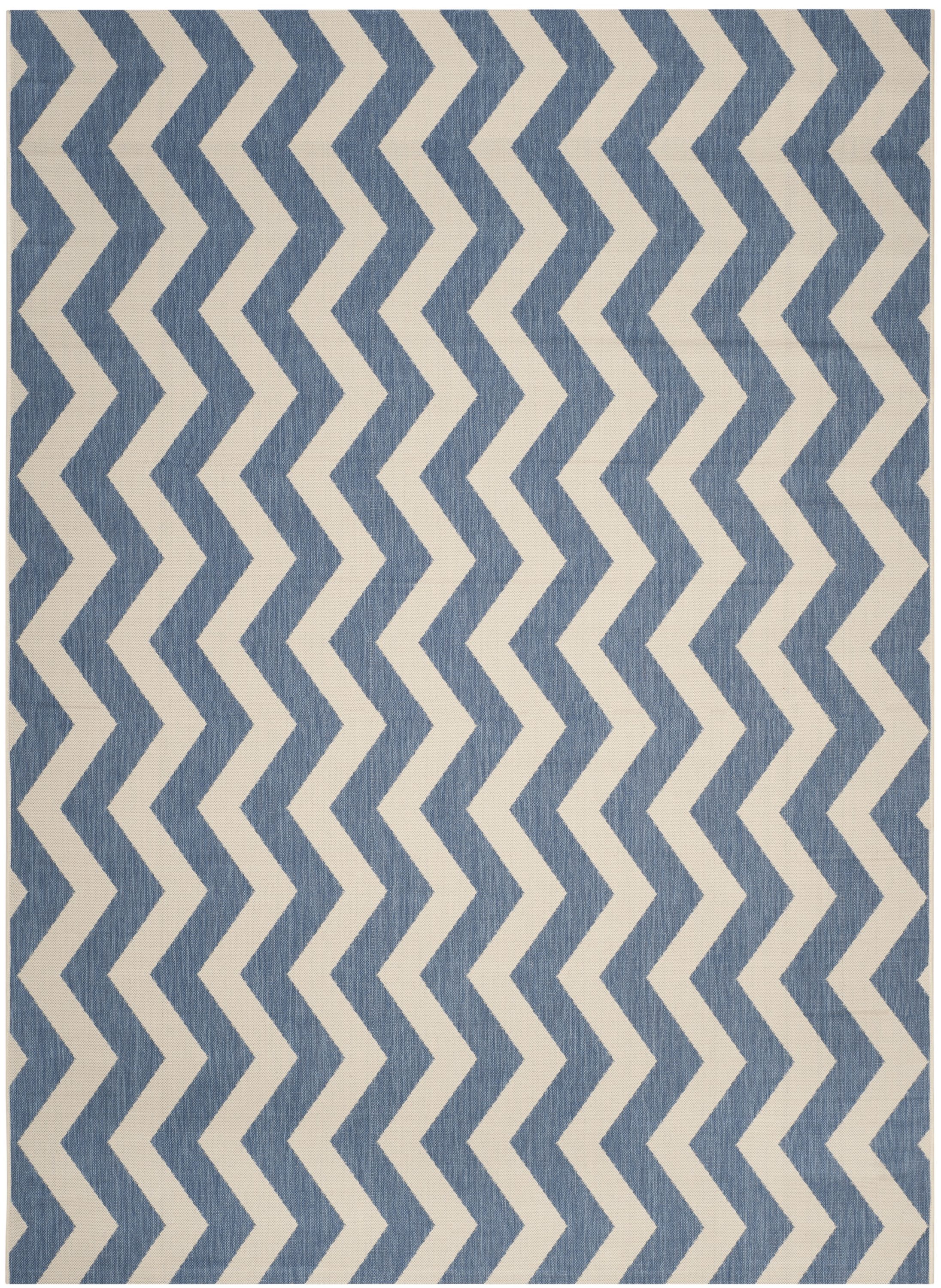 Safavieh CY6245-243-8 Courtyard Kula 8 x 11 (ft) Loomed Polypropylene Blue/Beige Rectangular Indoor/Outdoor Chevron Area rug