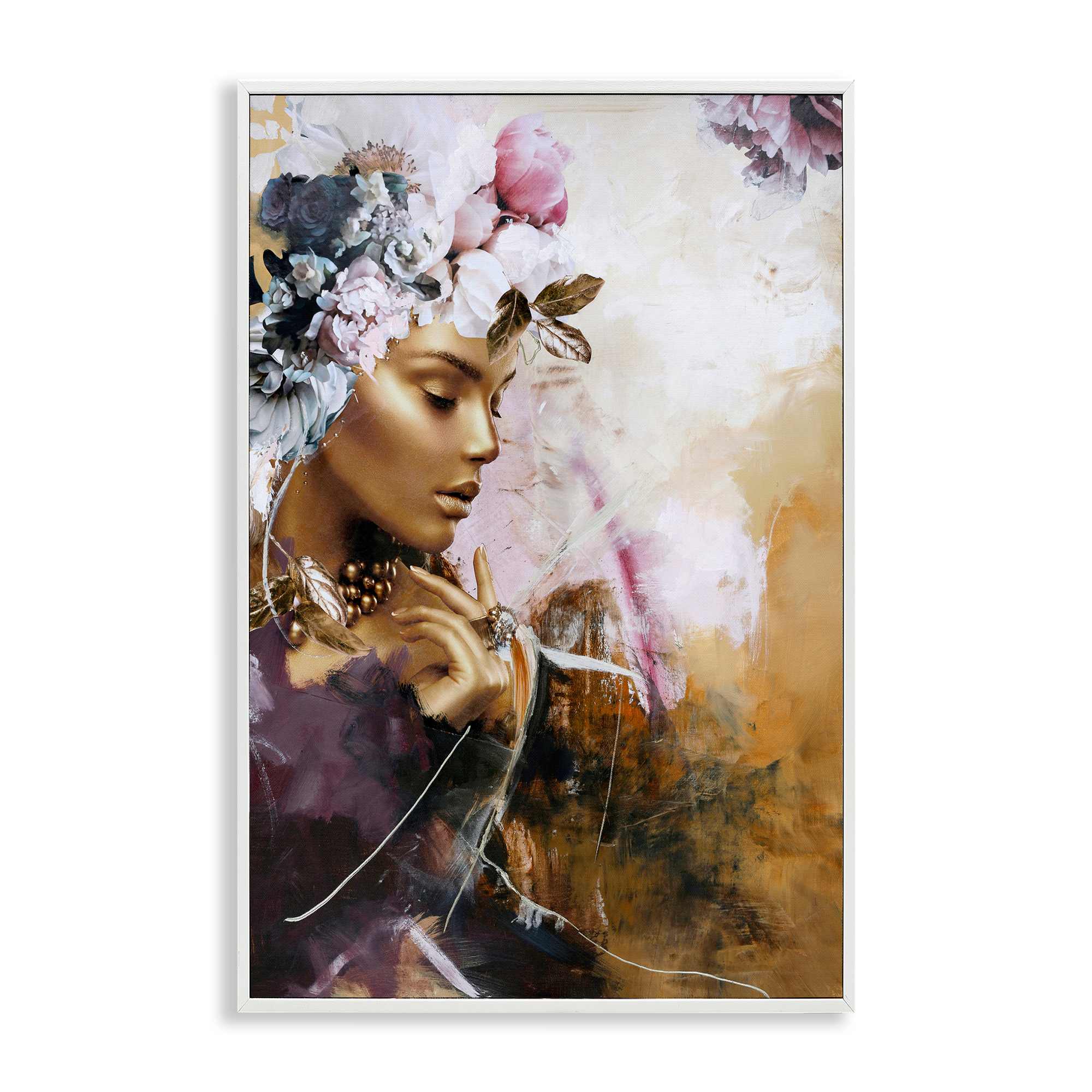 Stupell Industries BS-795-WFR-12X18 Elegant Woman and Florals White Framed Giclee Art By Design Fabrikken 12 x 18