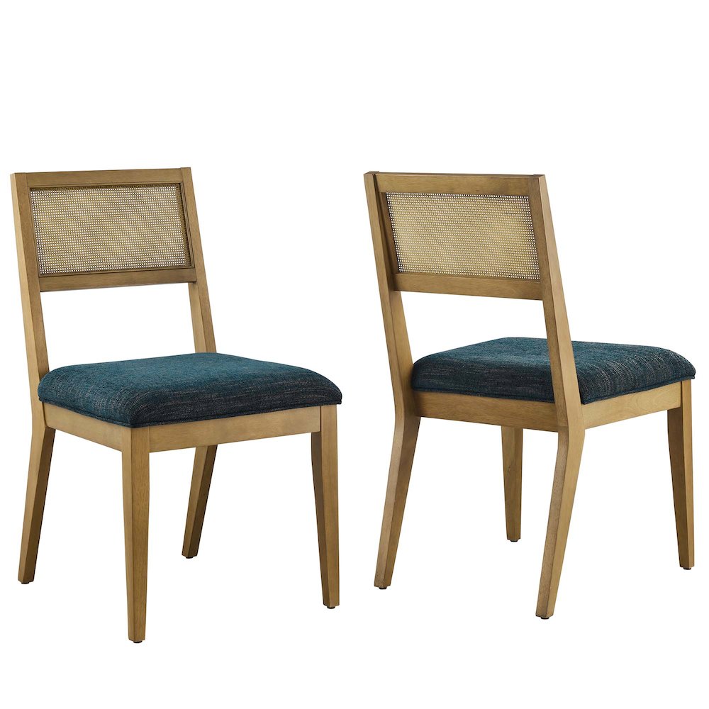 Modway BG3790901 Nimba Faux Rattan Fabric Dining Chairs Set of 2