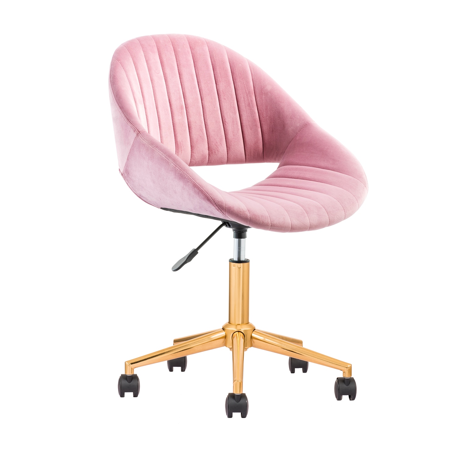 XIZZI YX401 Pink and Gold Contemporary Ergonomic Adjustable Height Swivel Upholstered Task Chair