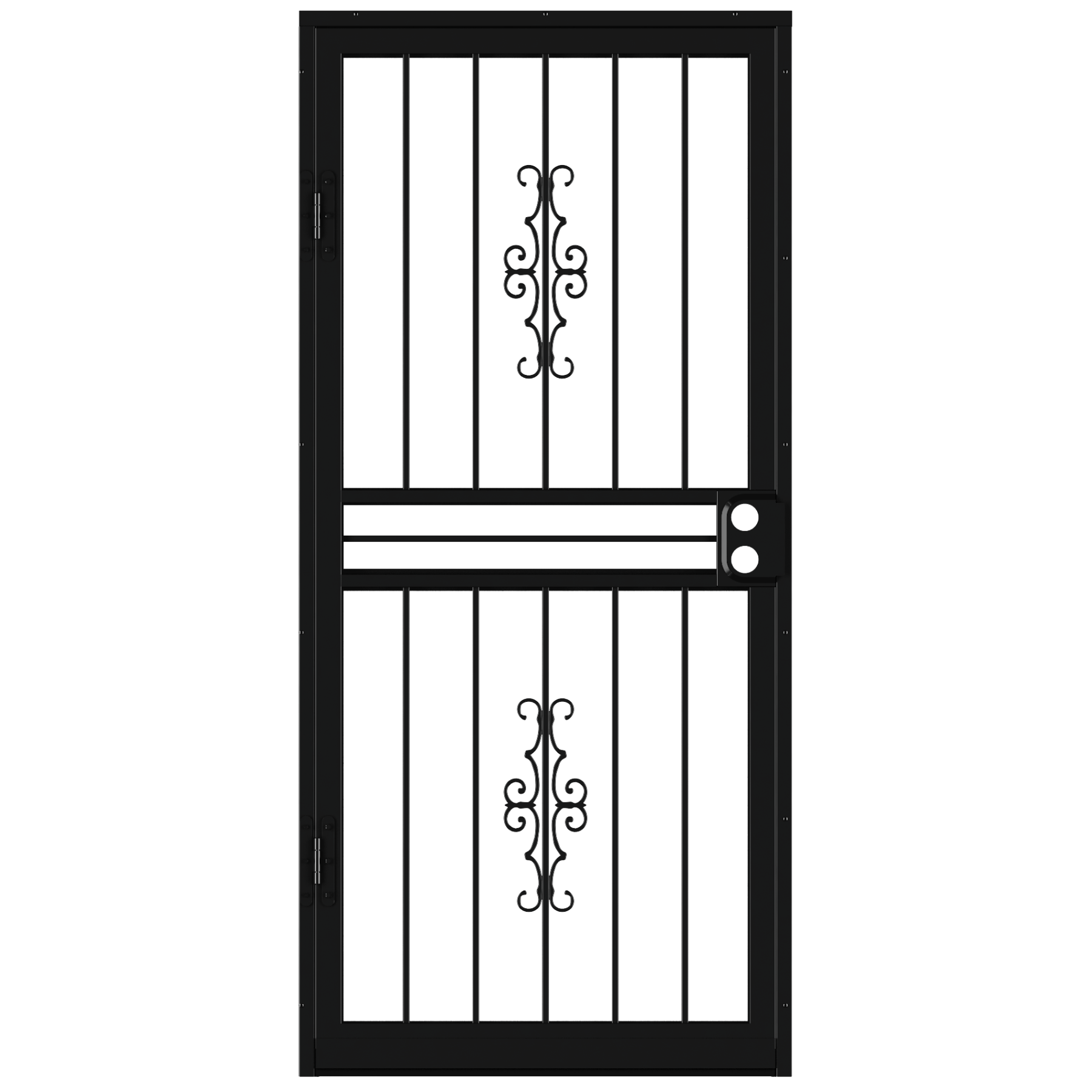 Courtyard 30-in x 81-in Black Steel Recessed Mount Security Door with Black Screen Tempered Glass | - LARSON 92020053