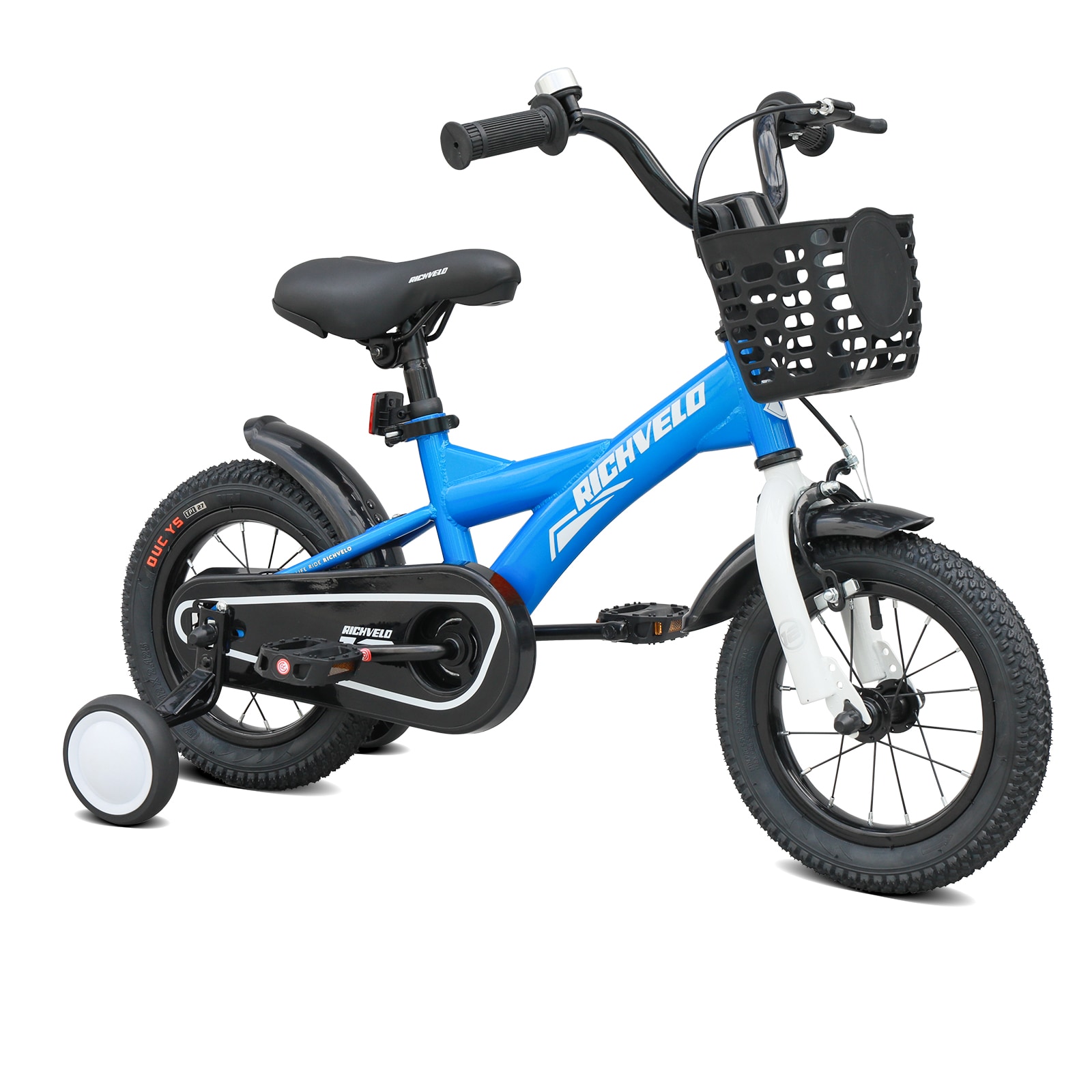 Tinyhomie Kids Bike 12 14 16 Inch Children Bicycle with Training Wheels Front V-Brake and Coaster Brake Basket for Boys Age 3-7 Years Old