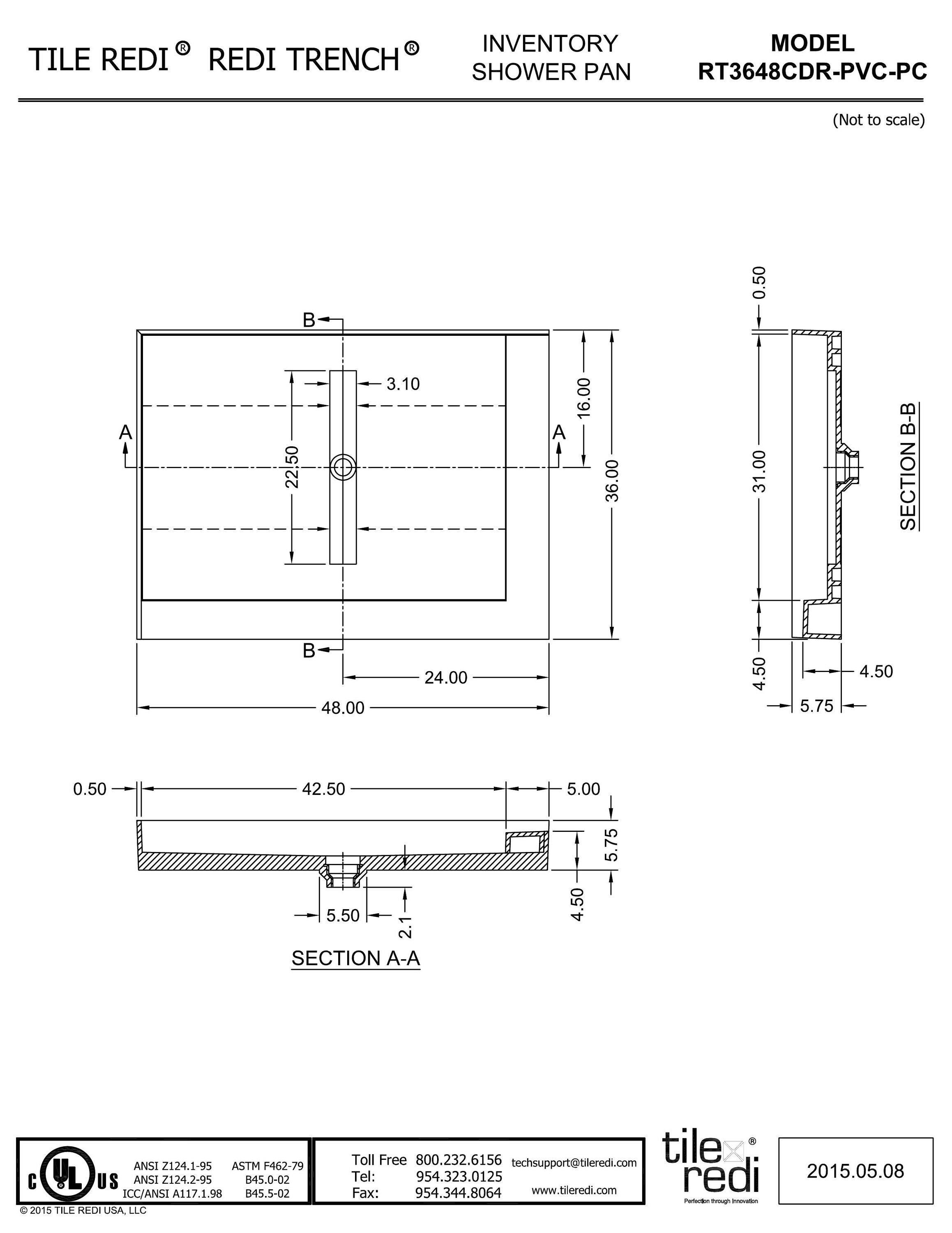 Tile Redi RT3648CDR-PVC-PC Shower-Floors - View #8