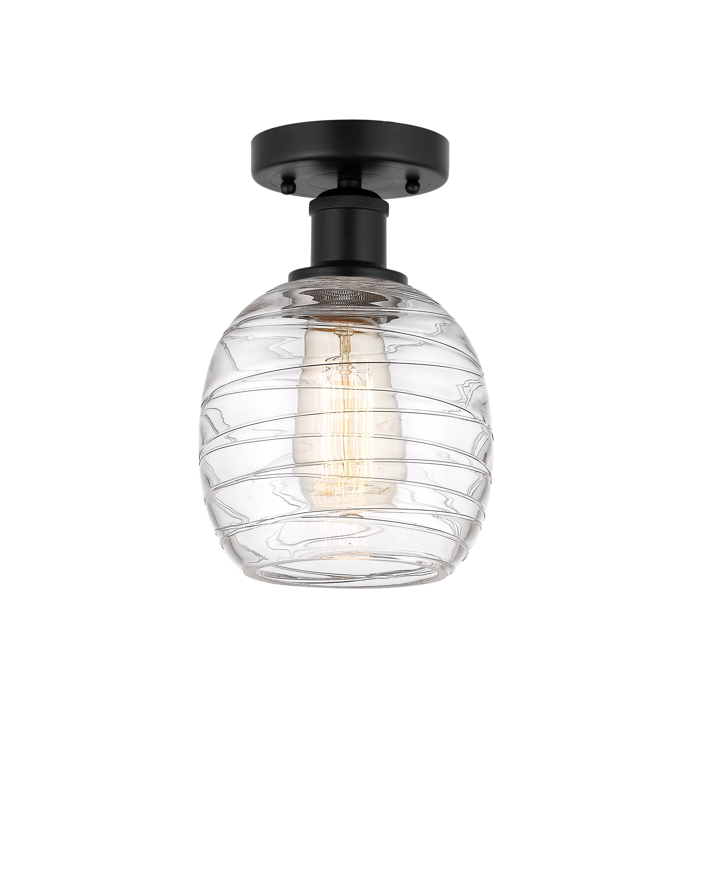 Innovations Lighting 616-1F-BK-G1013 Belfast 1 -Light 6-in Matte Black Flush Mount Light