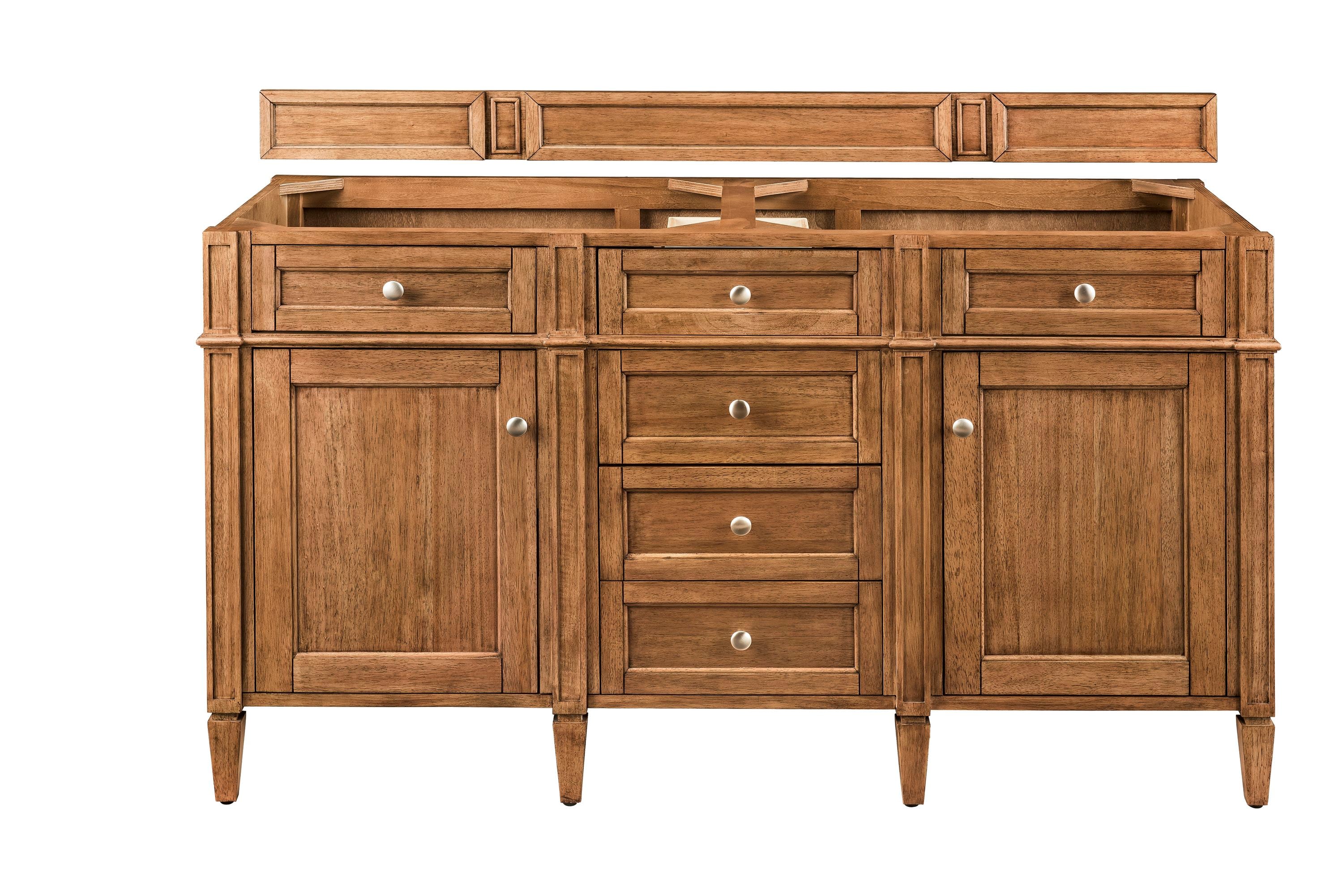 James Martin Vanities 650-V60D-SBR Brittany 60-in Saddle Brown Bathroom Vanity Base Cabinet without Top