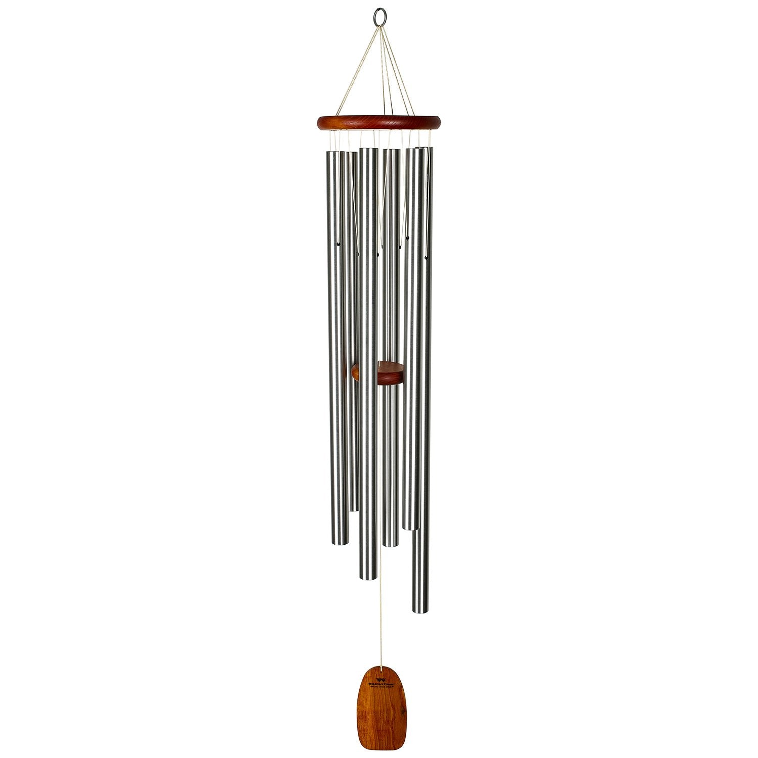 Extra-Large Silver Aluminum and Ash Wood Wind Chime
