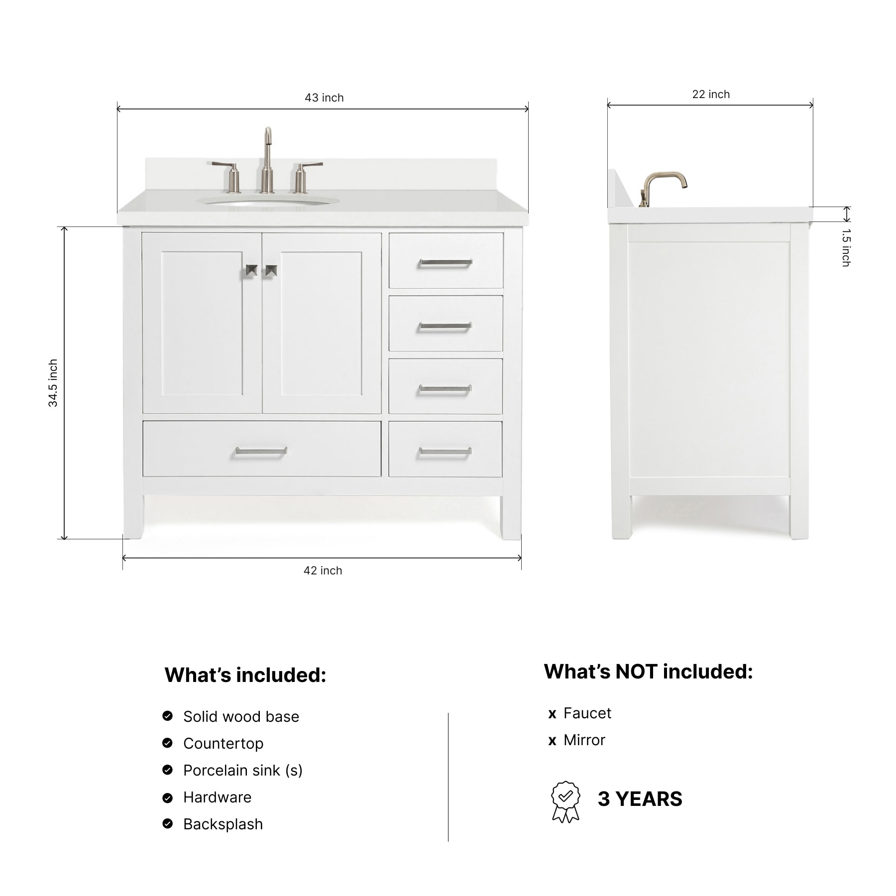ARIEL A043SLWQOVOWHT Bath-Vanity-Combo - View #3