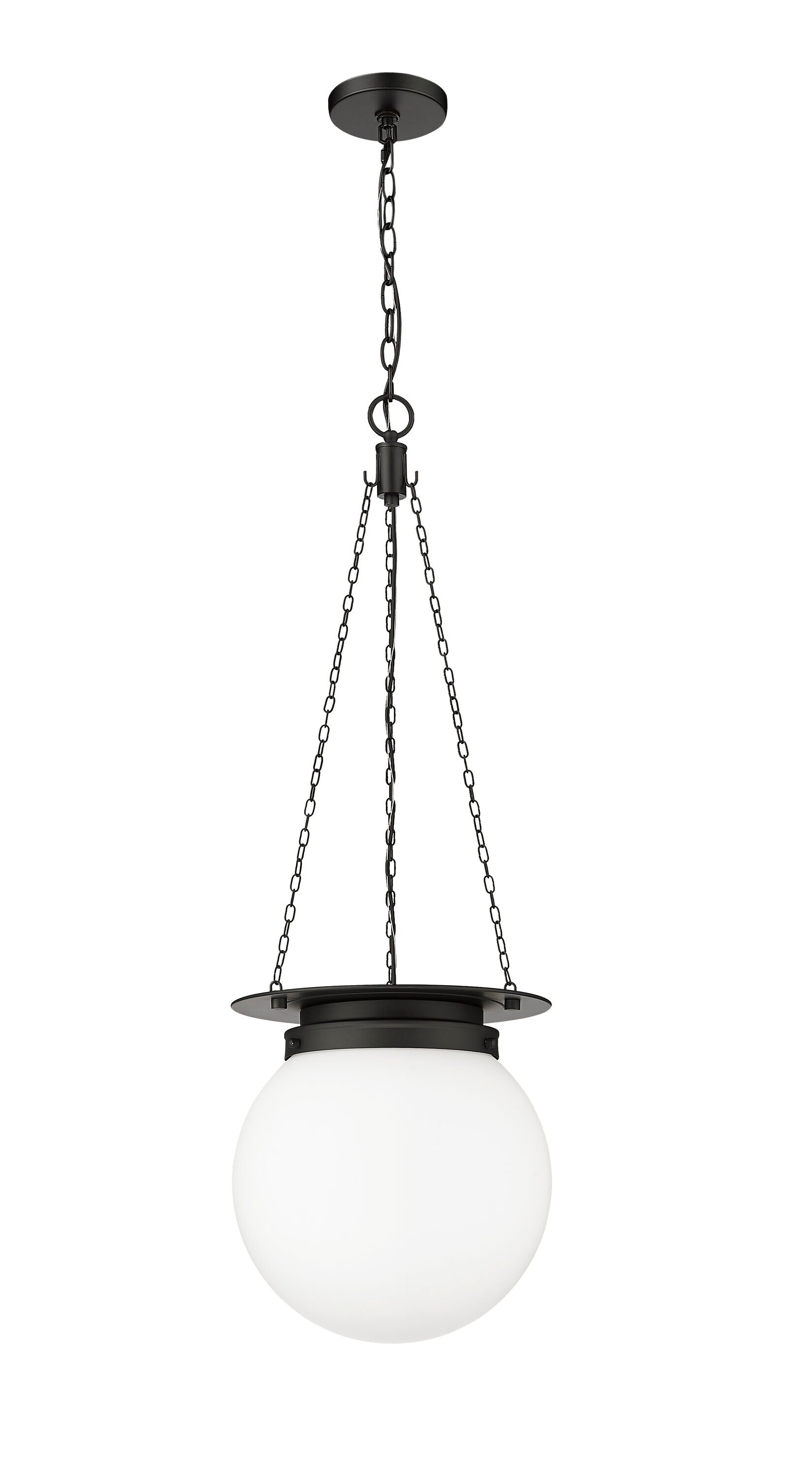 Calhoun Matte Black Steel and Glass Globe Pendant Light
