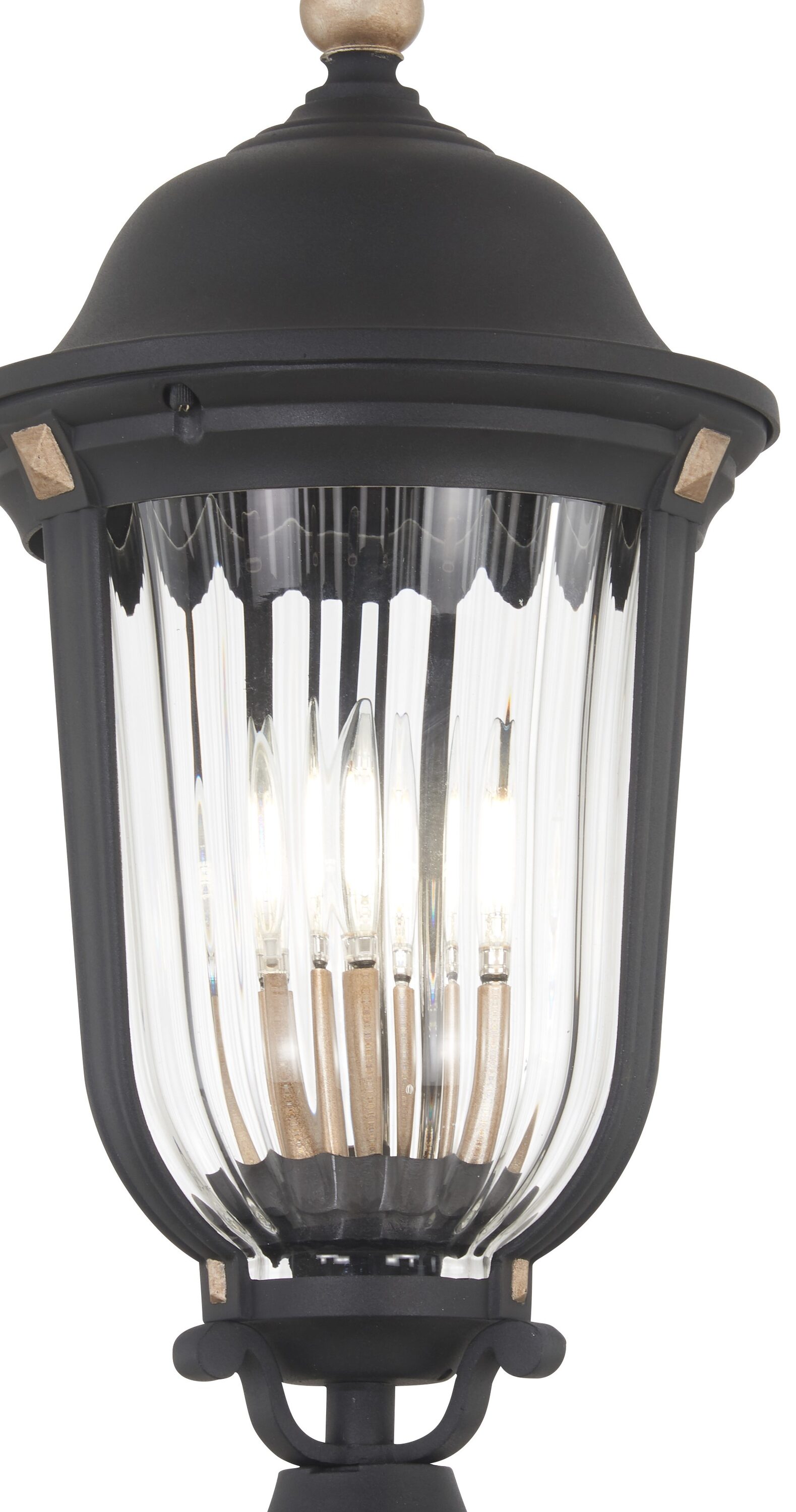 Peale Street Sand Coal Vermeil Gold 3-Light Outdoor Post