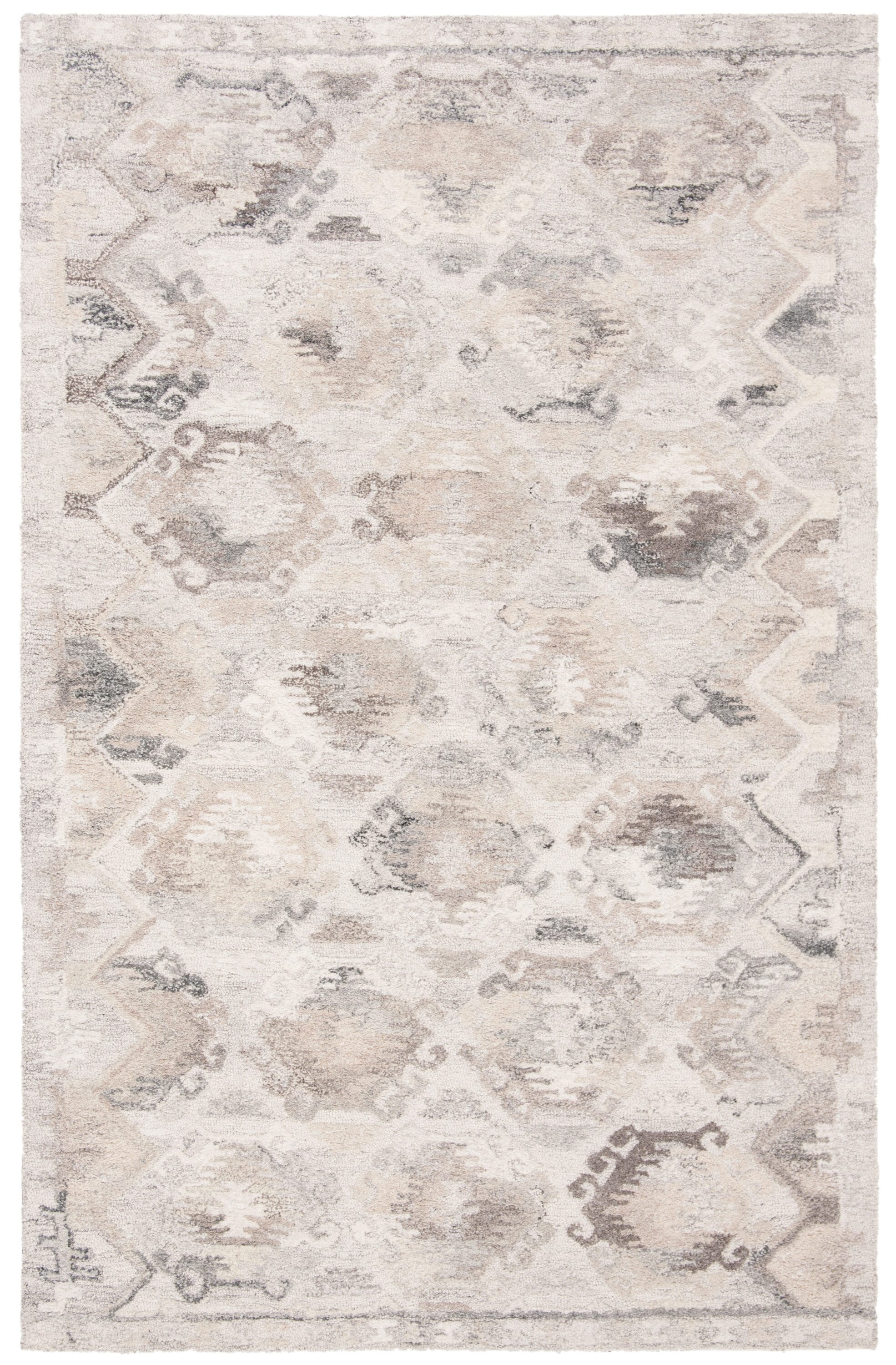 Gray Hand-Tufted Wool Rectangular Area Rug, 5' x 8'