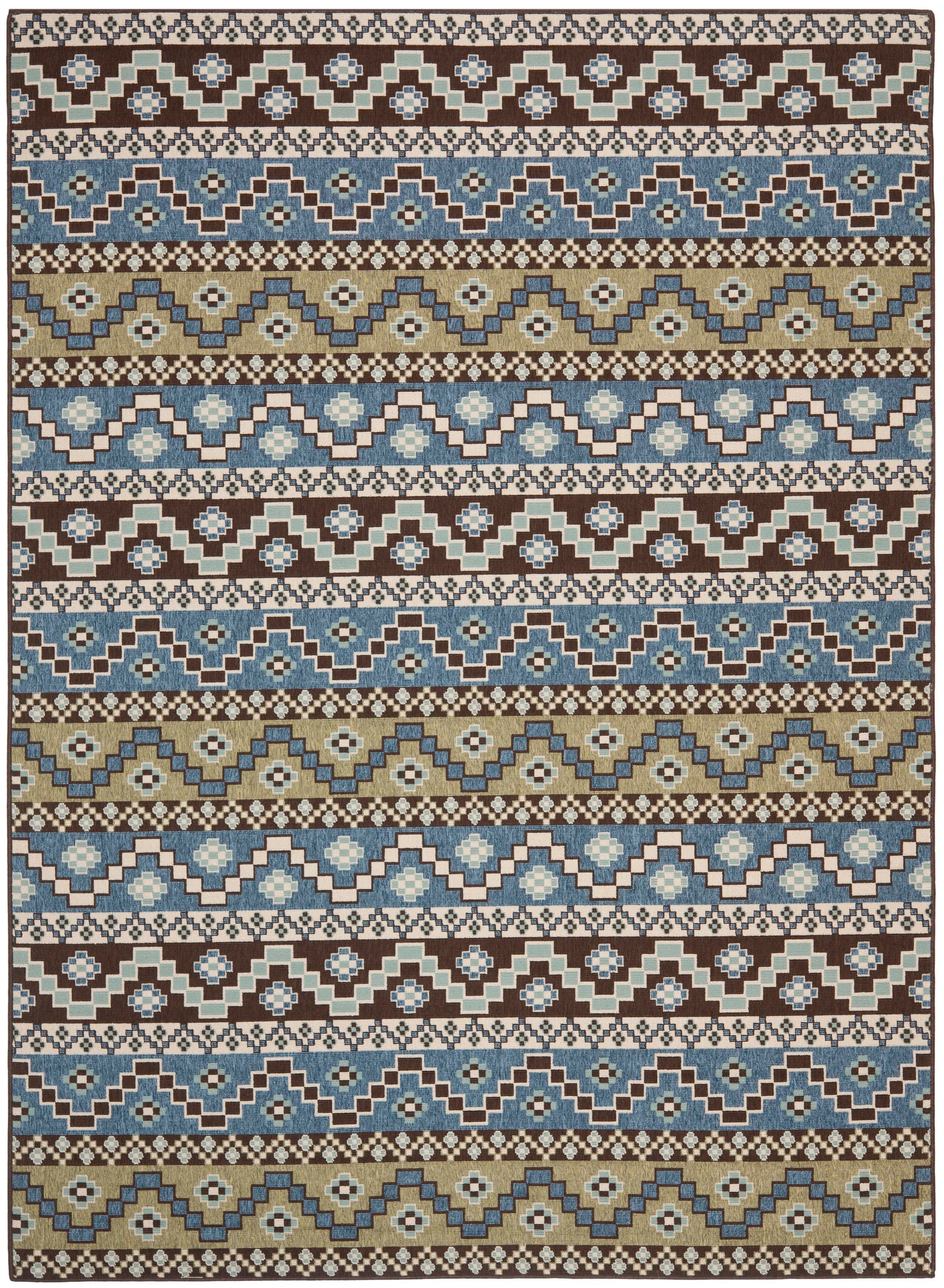 Safavieh VER095-0651-8 Veranda Rudy 8 x 11 (ft) Loomed Synthetic Blue/Creme Rectangular Indoor/Outdoor Abstract Coastal Area rug