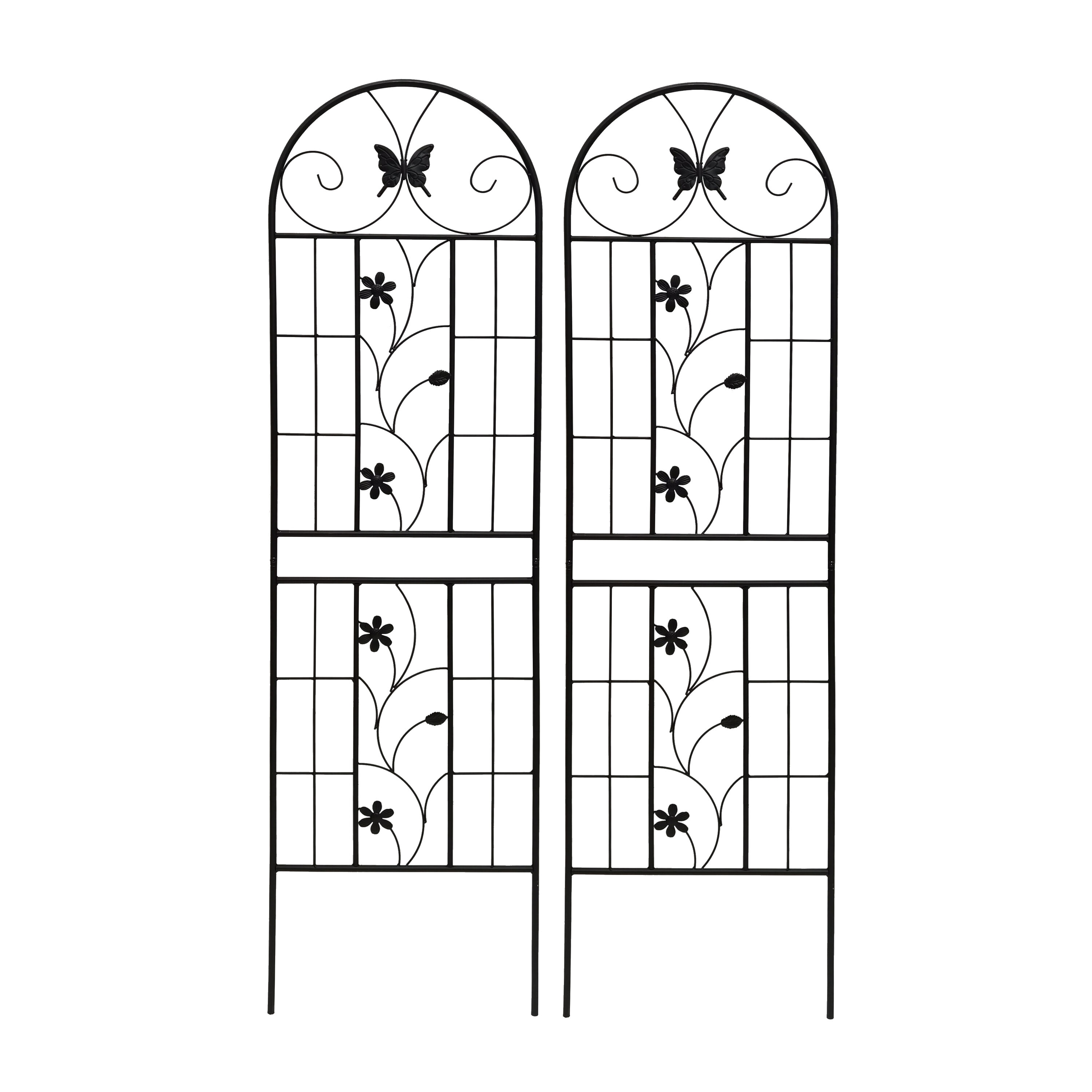 AHIOU HOME ZAAHG-P266745GT Newak 19.7-in W x 71-in H Black Iron Garden Trellis For Climbing Plants For Cucumbers For Roses For Tomatoes 2 -Pack