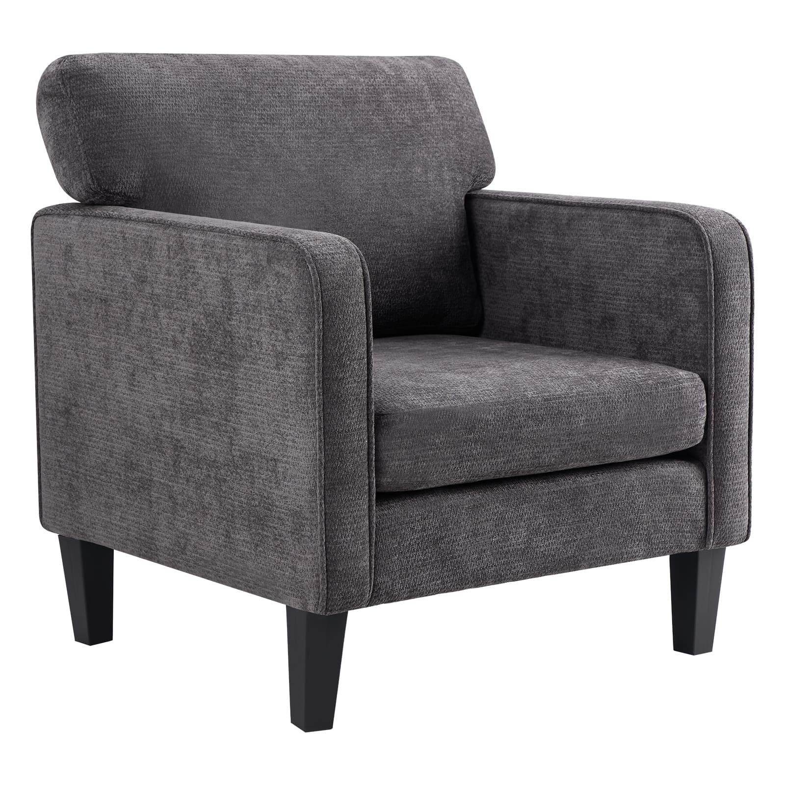 Sweetcrispy Gray Mid-Century Ergonomic Upholstered Lounge Accent Chair