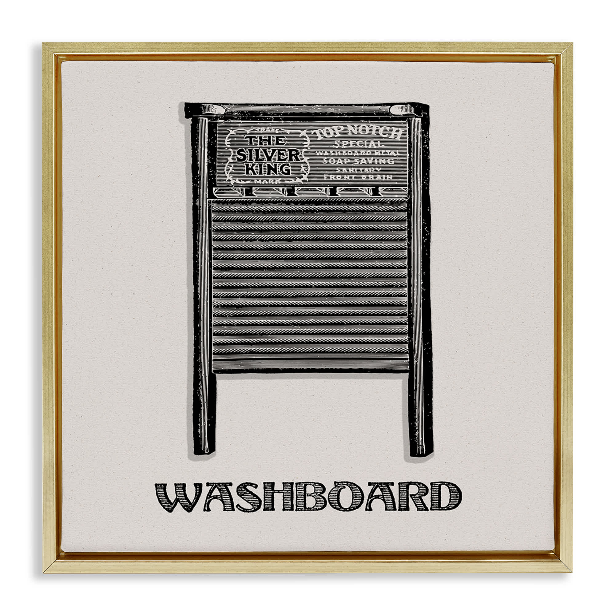 Stupell Industries BT-963-FFG-24X24 Timeless Antique Washboard Gold Framed Floater Canvas Wall Art By Val Rhodes 25 x 25