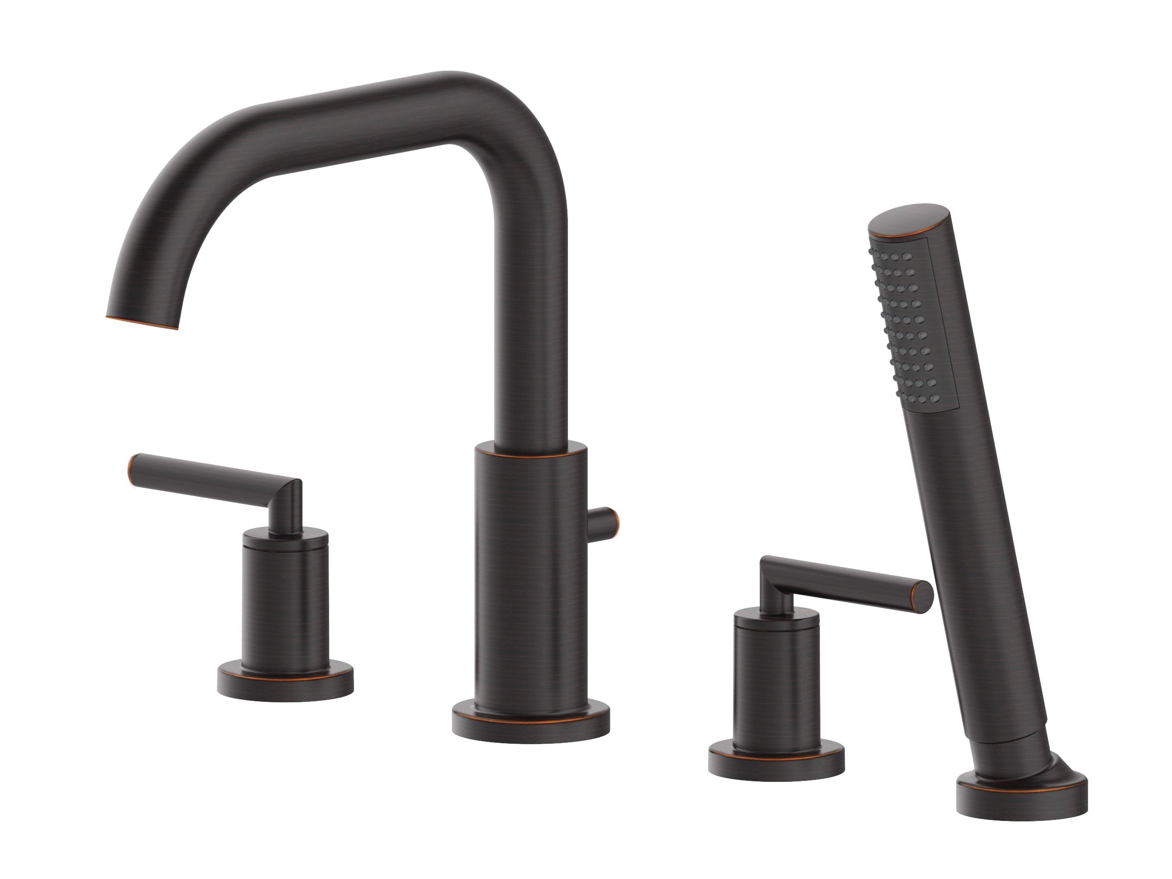 Jacuzzi FX-RTFCON-ORB CONTENTO Oil Rubbed Bronze 2-handle Deck-mount Roman Mid-arc Bathtub Faucet with Hand Shower