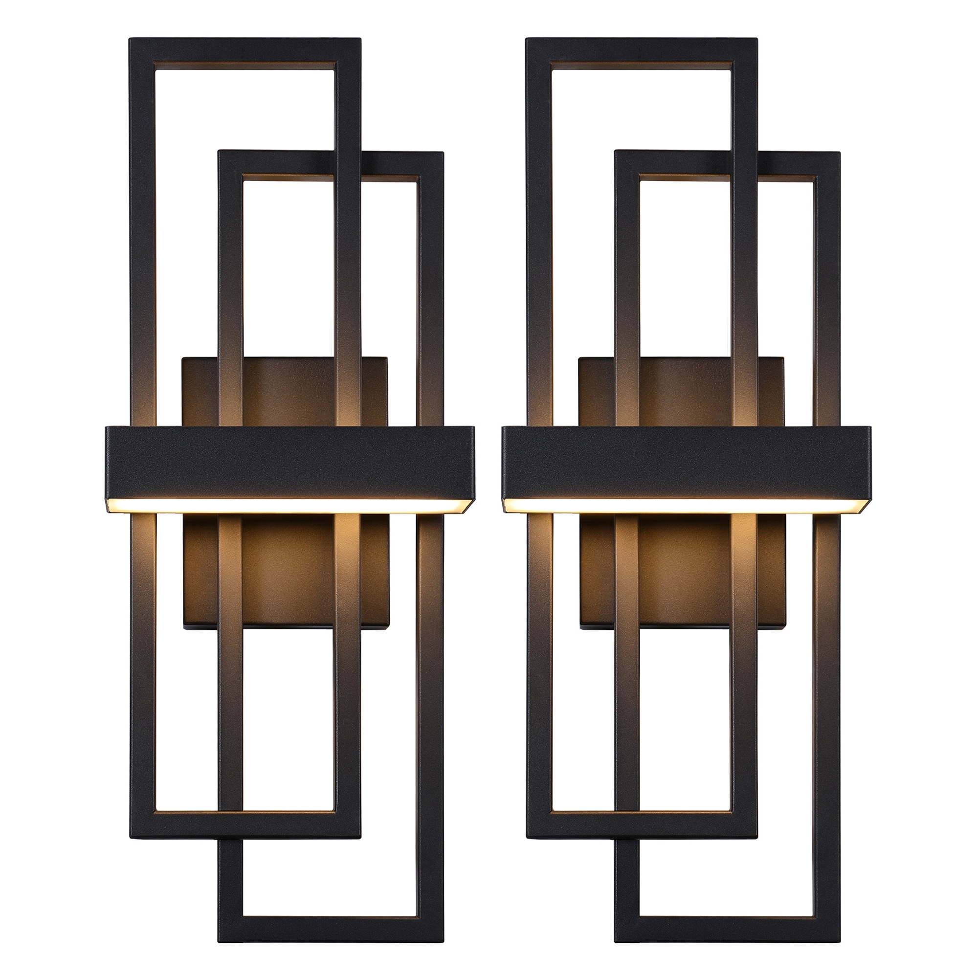 LamQee 06FTL0273ABB 2 -Pack 20-in H Matte Black Hardwired Integrated LED Outdoor Wall Light