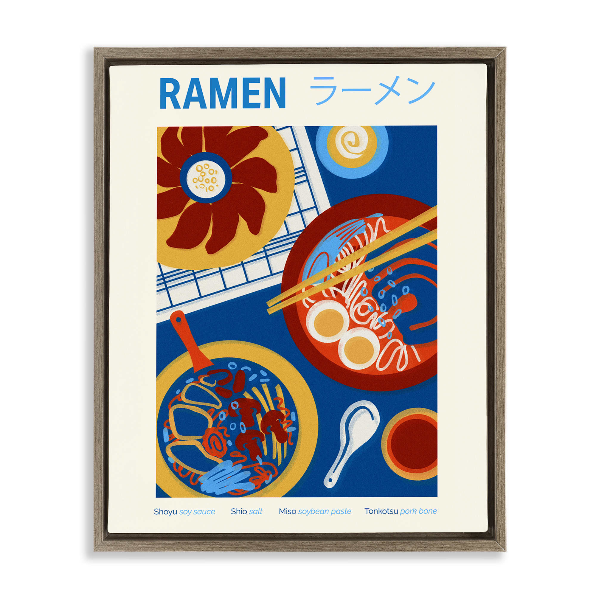 Stupell Industries BS-347-FFE-16X20 Ramen Table Placement Brown Framed Floater Canvas Wall Art By Victoria Barnes 17 x 21
