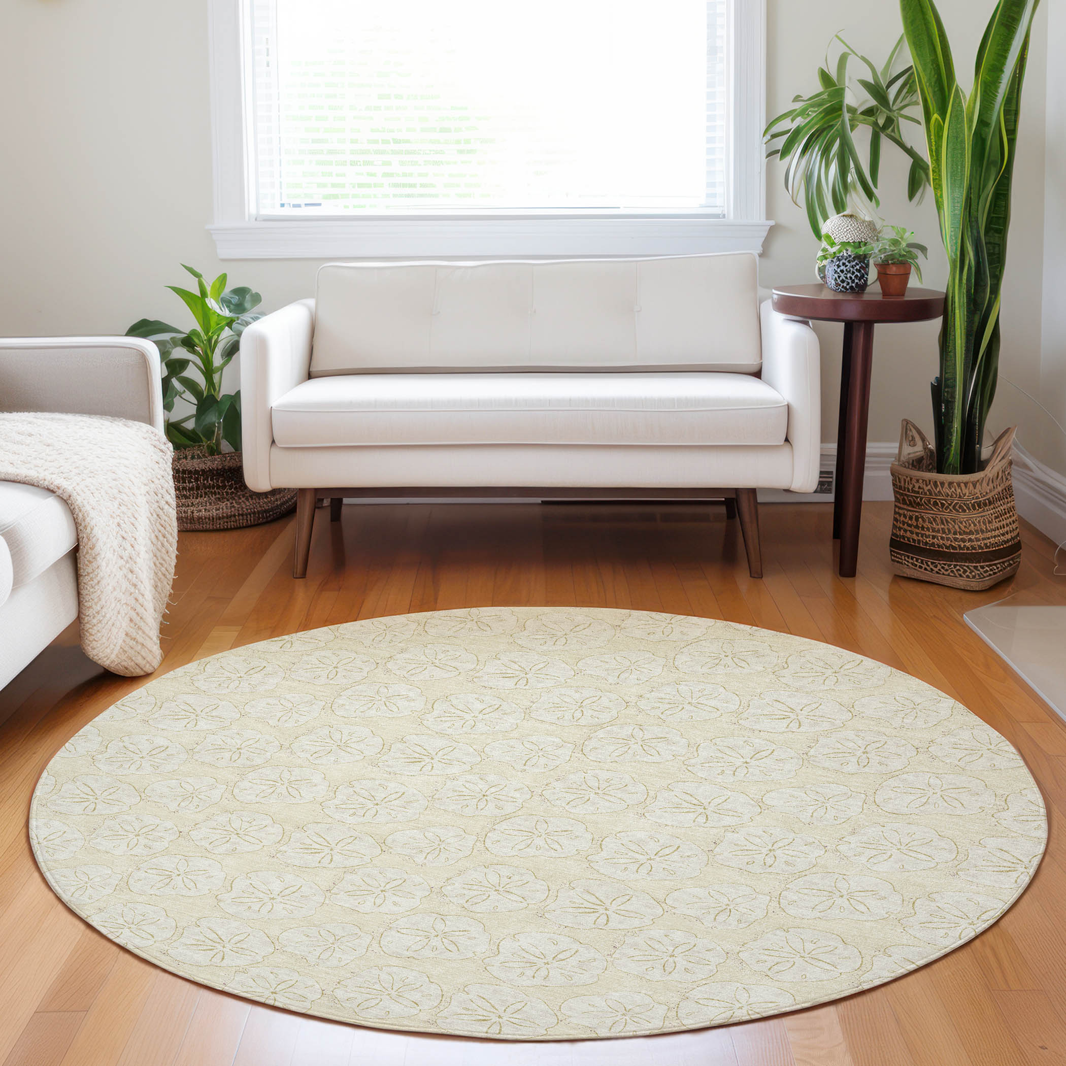 Addison Rugs AMF189SD8RO Mayfield AMF189SD 8 x 8 (ft) Loomed Polyester Sand Round Indoor Geometric Machine washable Area rug