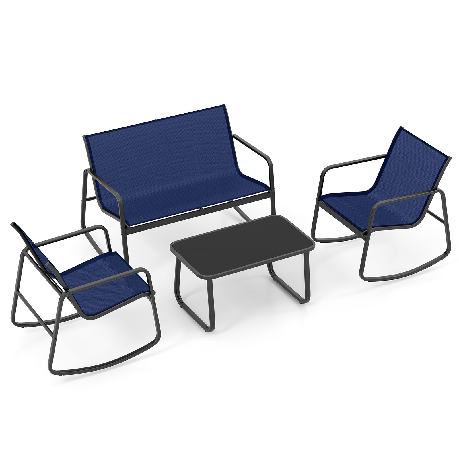  OD39NYNP115 Patio Conversation Sets 4 -Piece Patio Conversation Set with Navy