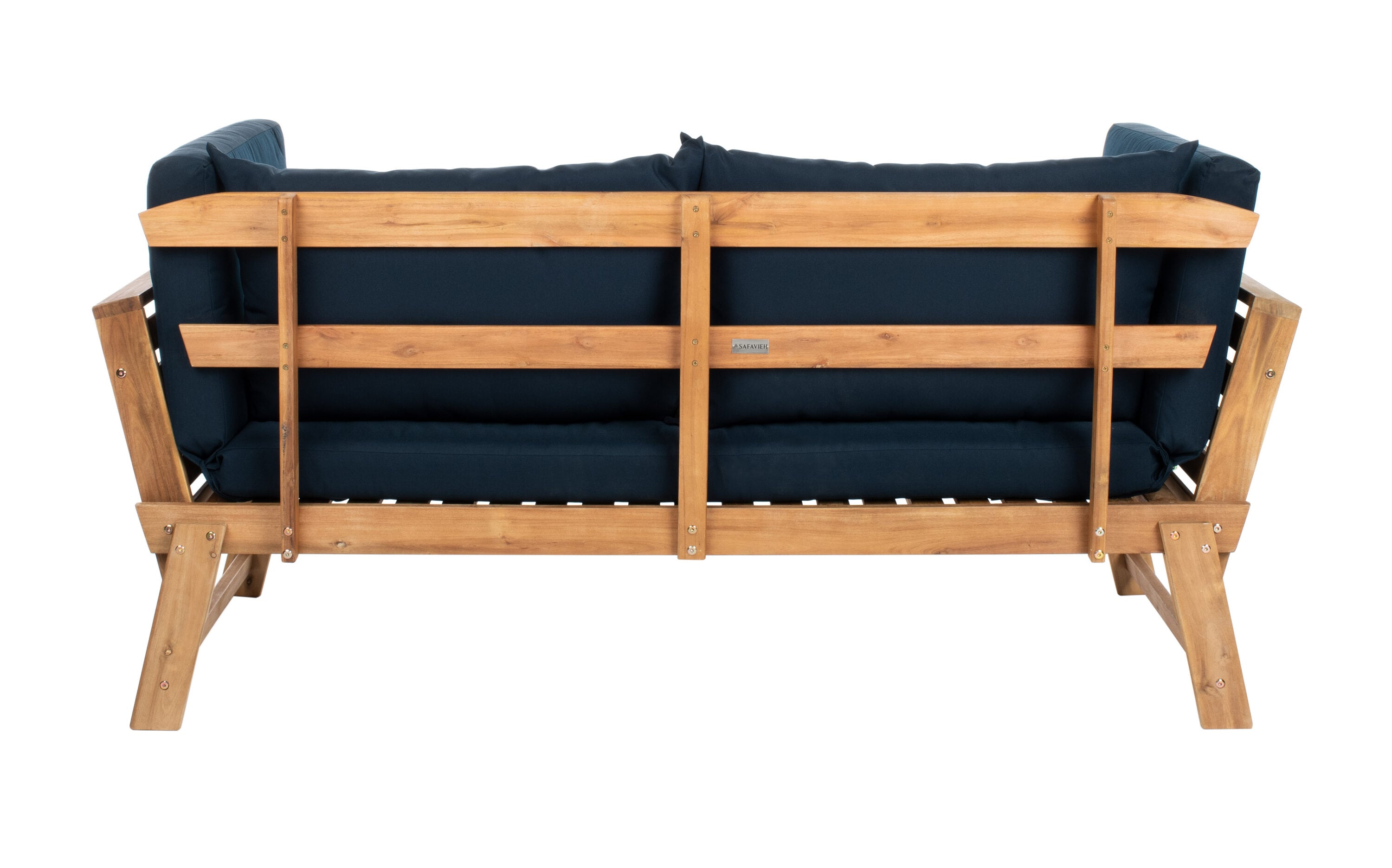 Safavieh PAT6745D Tandra Outdoor Daybed with Navy Cushions and Acacia Frame