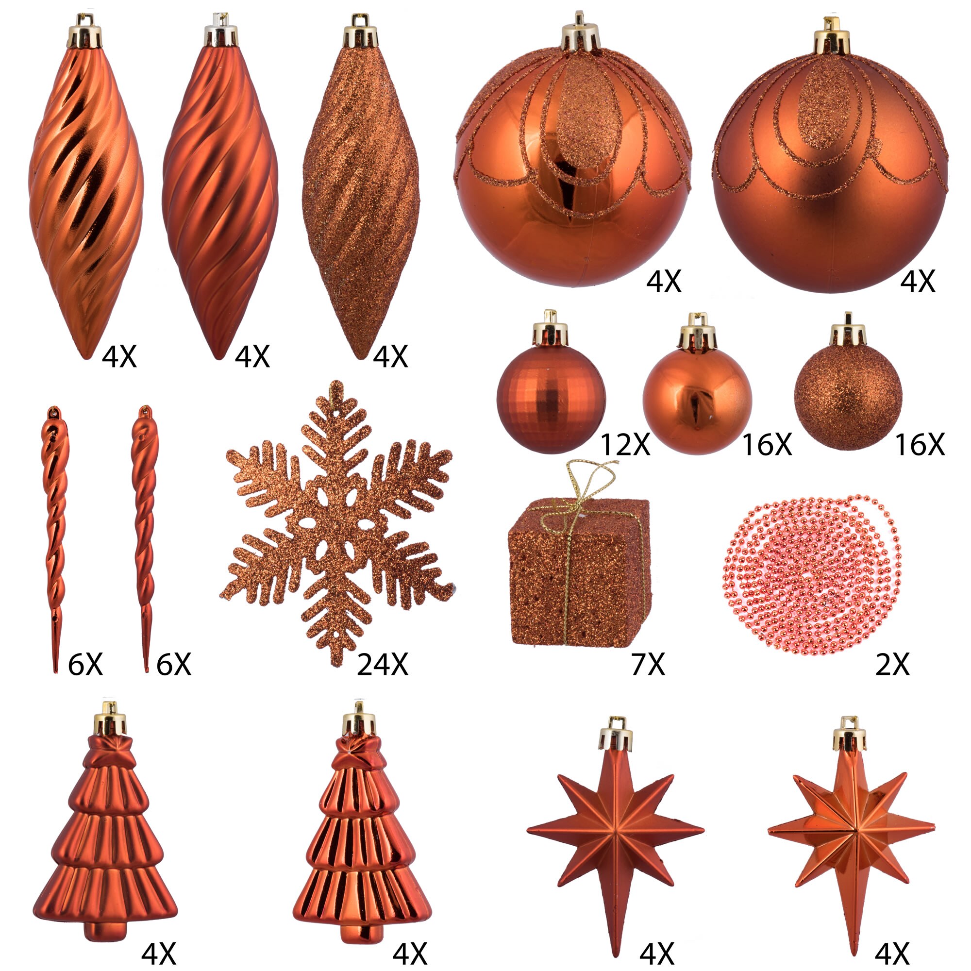 Vickerman N512518 125-Pack Orange Standard Indoor Ornament Shatterproof