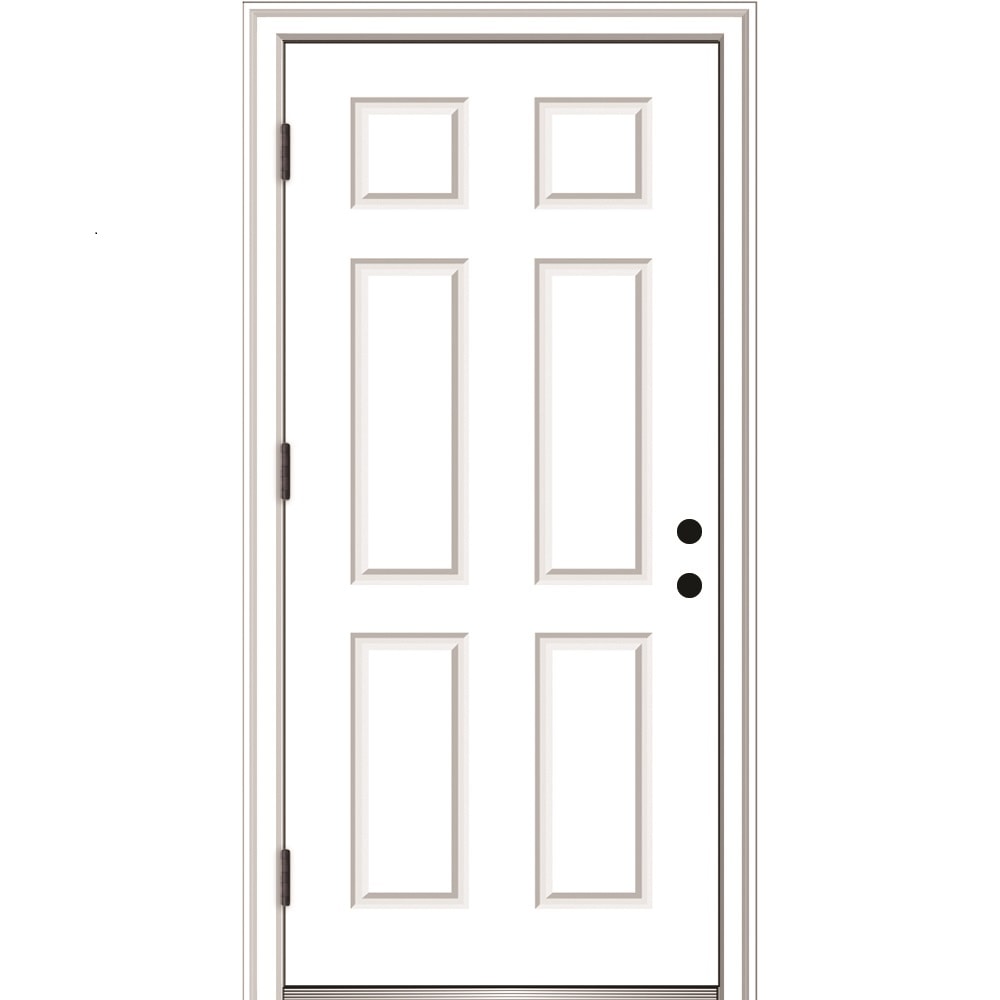 MMI DOOR 68-in x 80-in Low-e Grilles Between The Glass Primed Fiberglass  Center-hinged Right-Hand Inswing Double Patio Door Brickmould Included in  the Patio Doors department at